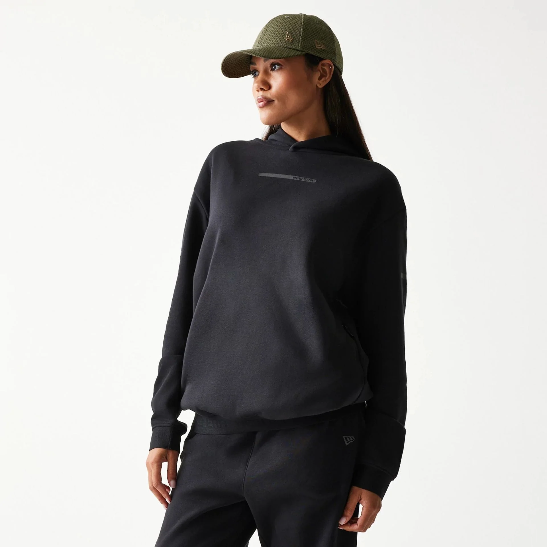 New Era Tech Black Oversized Pullover Hoodie - Image 4