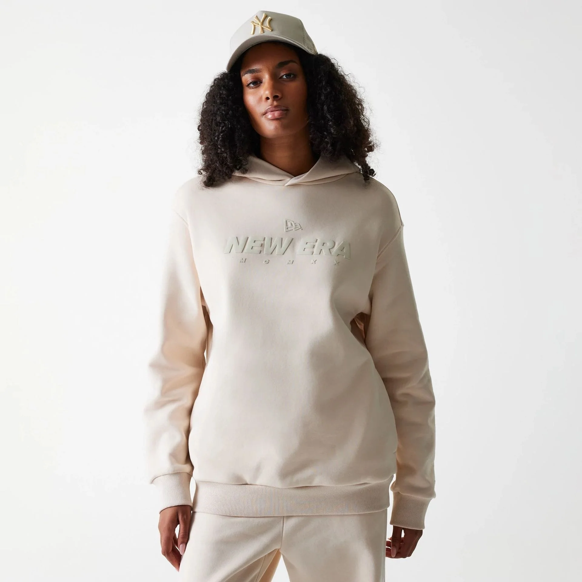 New Era Tech Light Beige Oversized Pullover Hoodie - Image 4