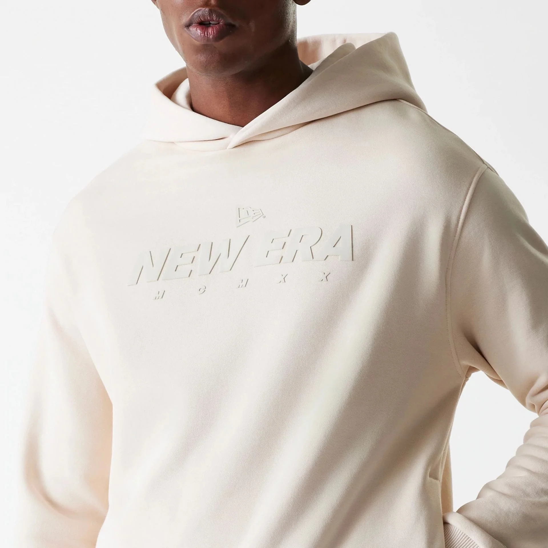 New Era Tech Light Beige Oversized Pullover Hoodie - Image 5