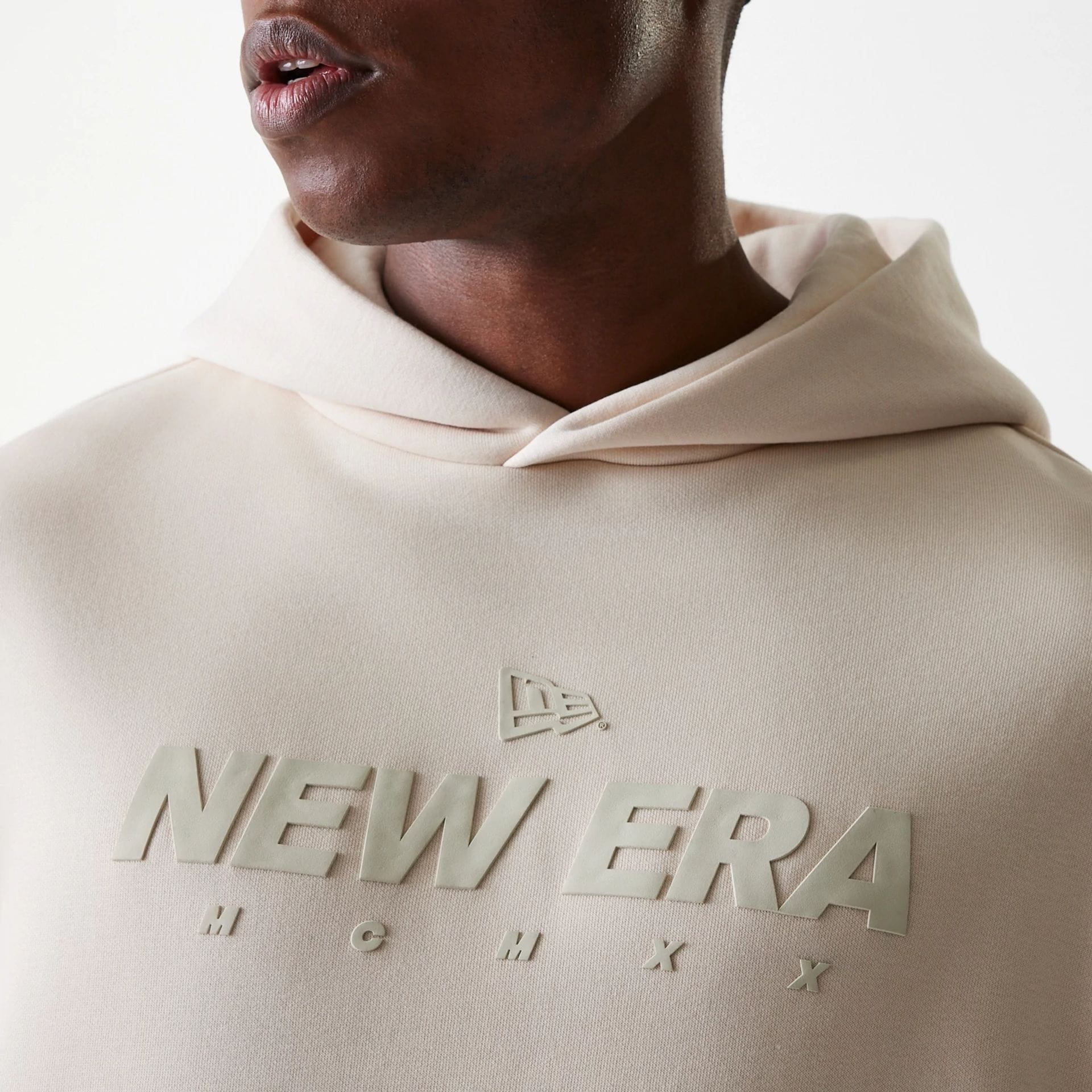 New Era Tech Light Beige Oversized Pullover Hoodie - Image 6