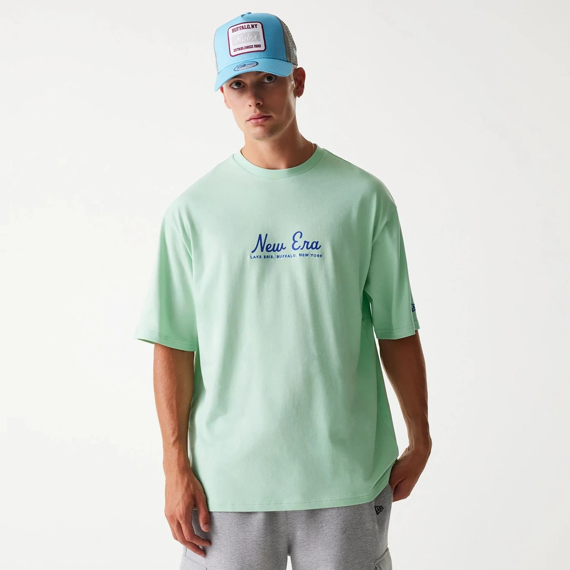 New Era Vacation Graphic Pastel Green Oversized T-Shirt - Image 2