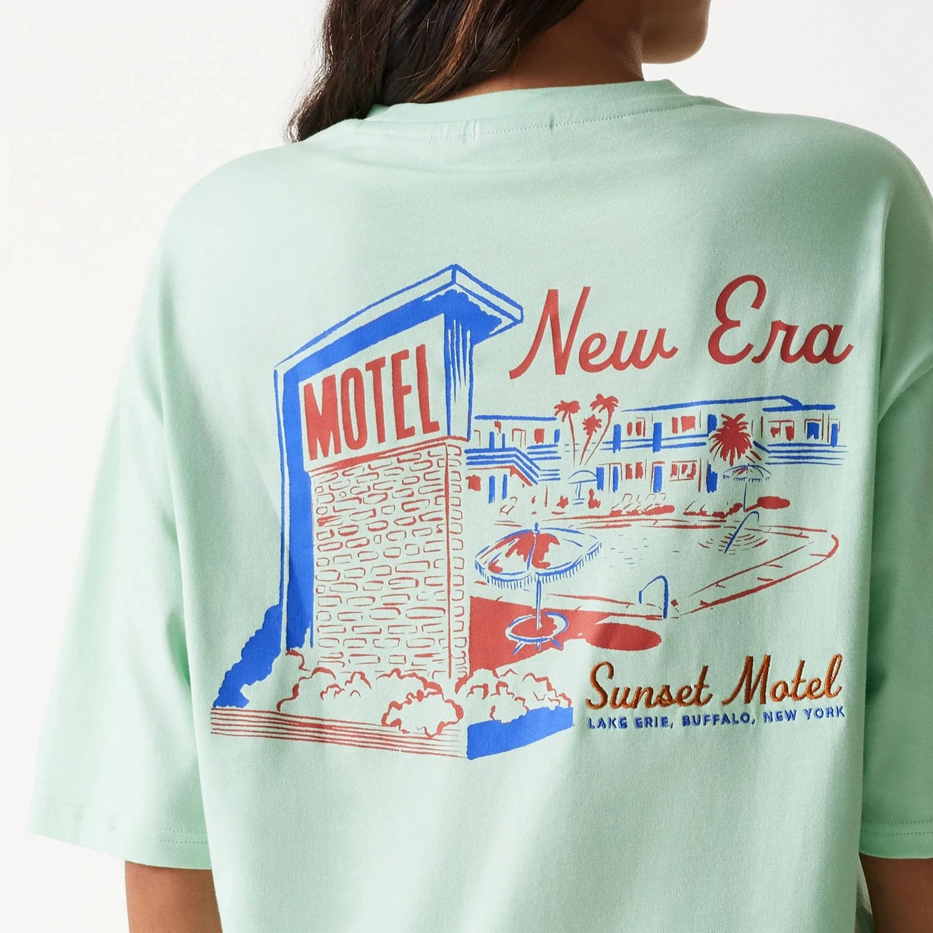 New Era Vacation Graphic Pastel Green Oversized T-Shirt - Image 5