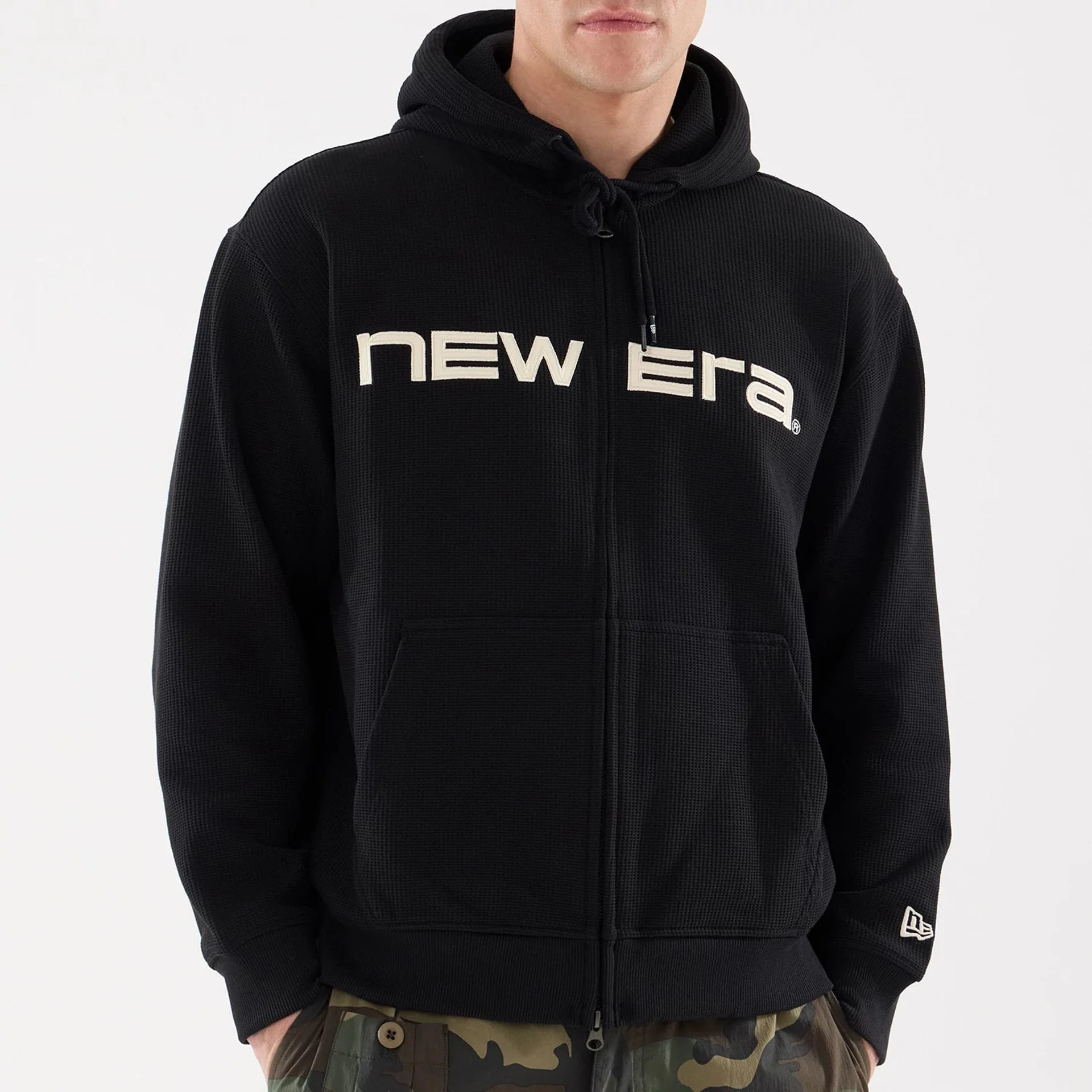 New Era Waffle Black Full Zip Hoodie - Image 4