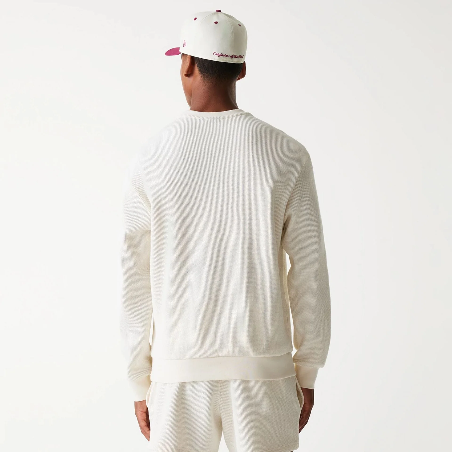 New Era Waffle Open White Oversized Crew Neck Sweater - Image 2