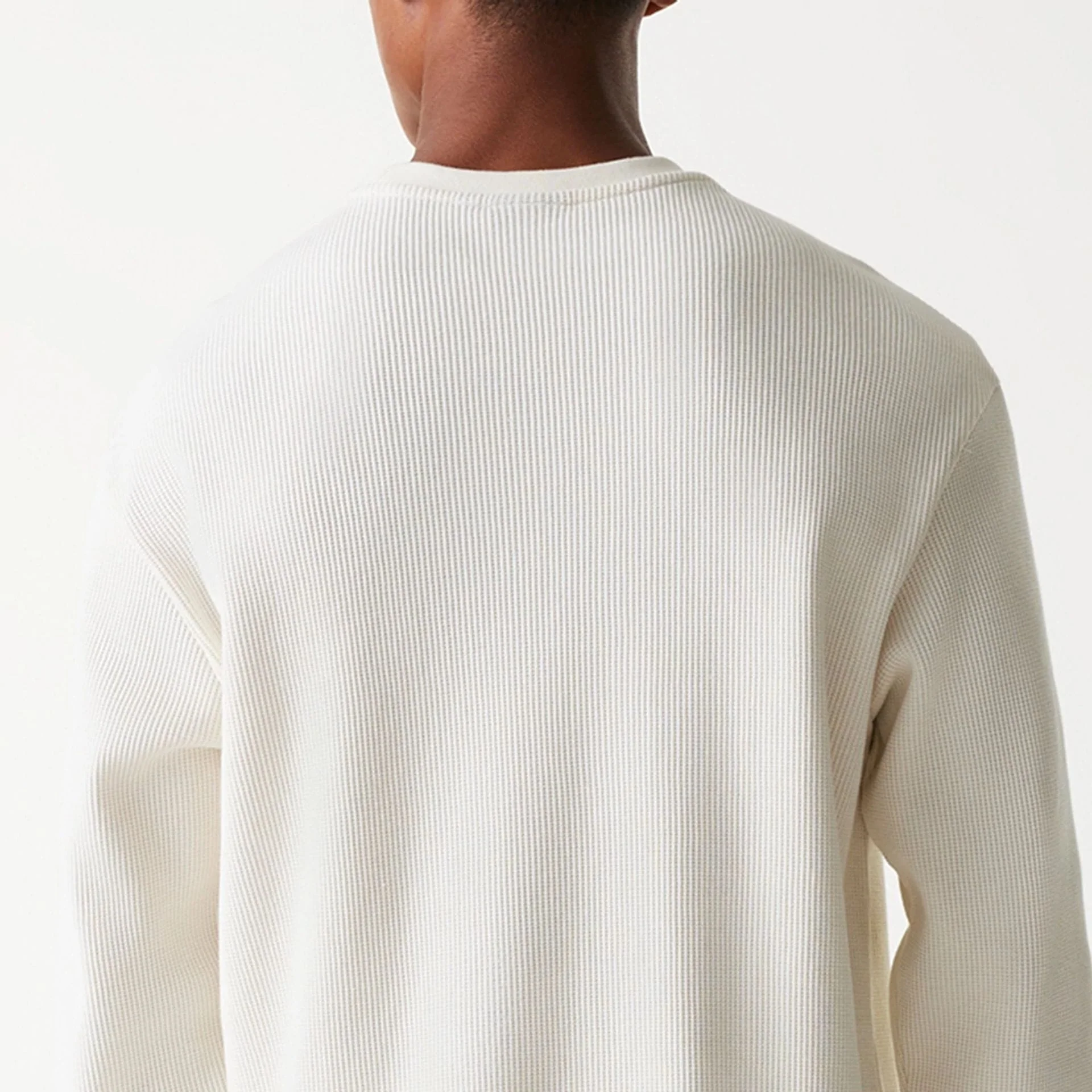 New Era Waffle Open White Oversized Crew Neck Sweater - Image 4