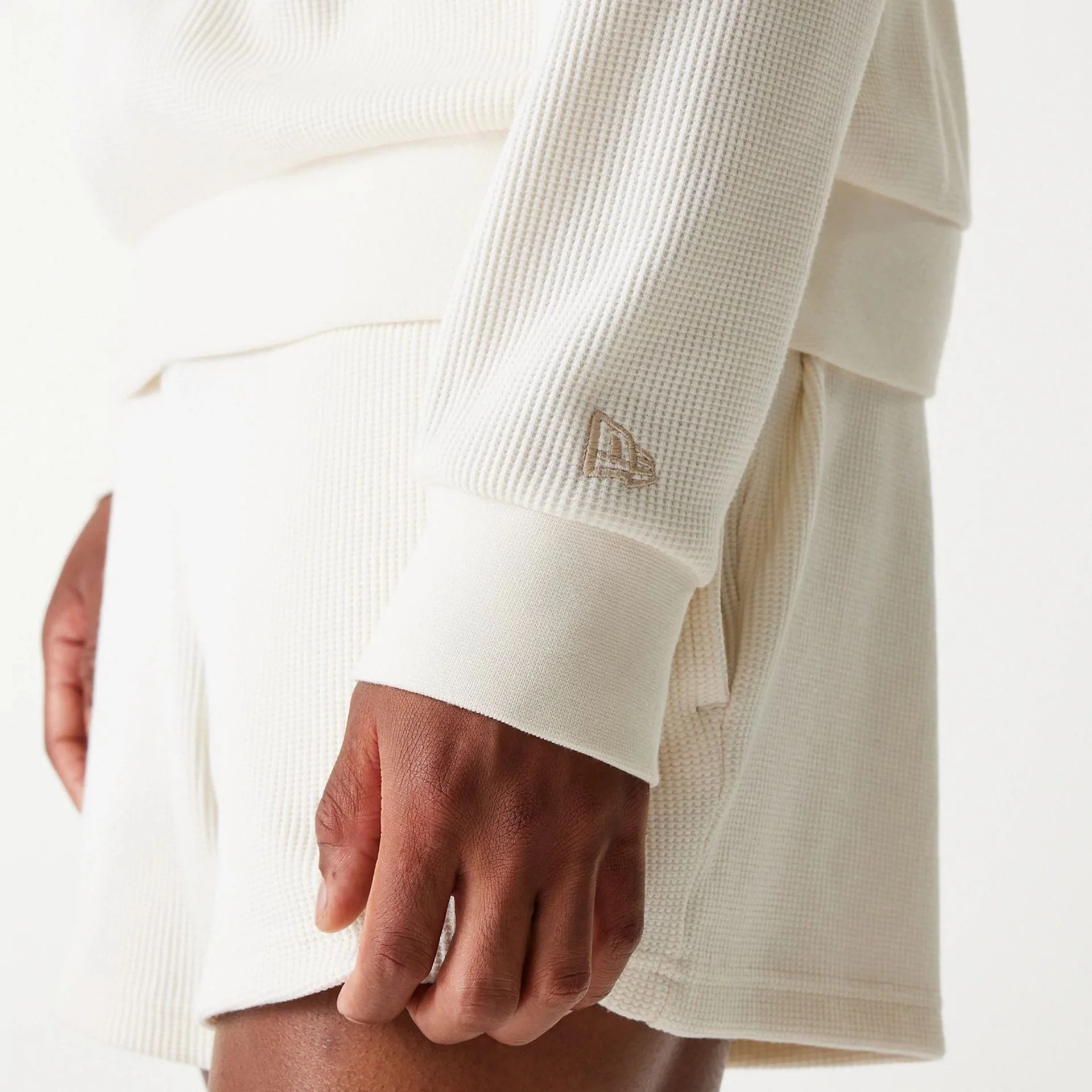 New Era Waffle Open White Oversized Crew Neck Sweater - Image 7