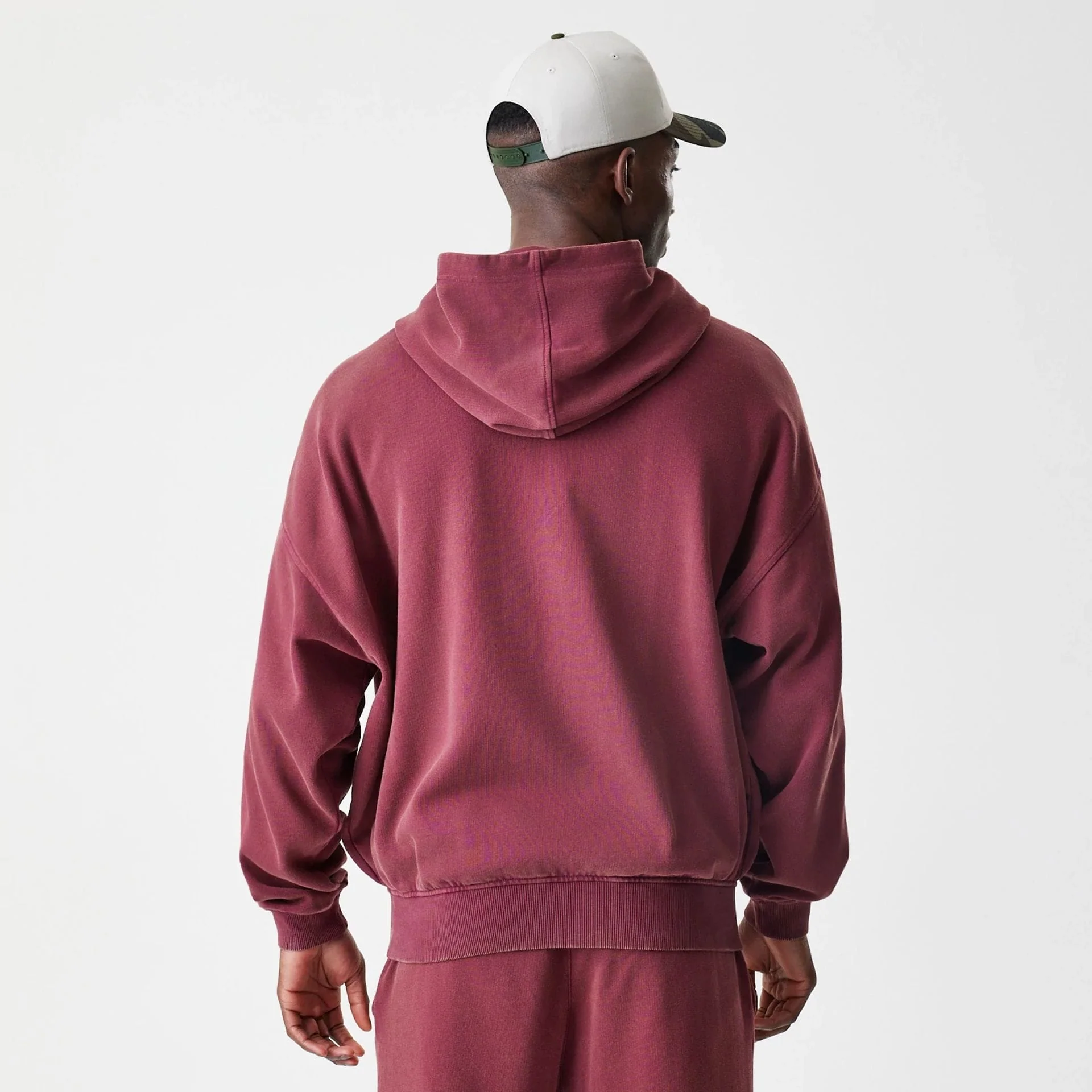 New Era Washed Dark Red Oversized Full Zip Hoodie - Image 2