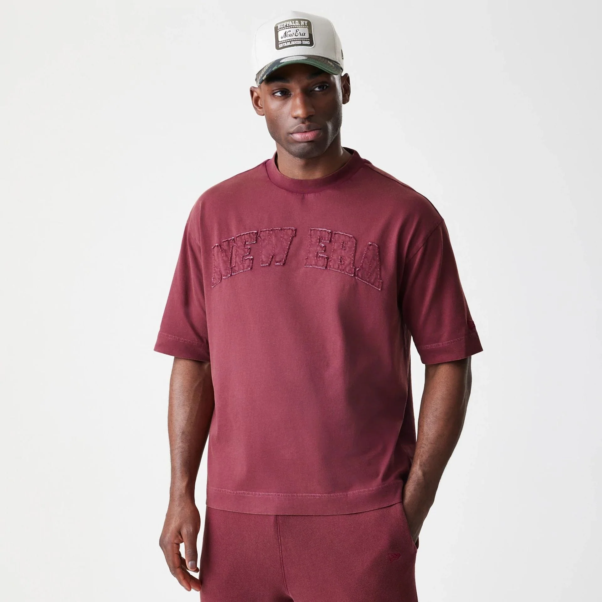 New Era Washed Dark Red Oversized T-Shirt - Image 3
