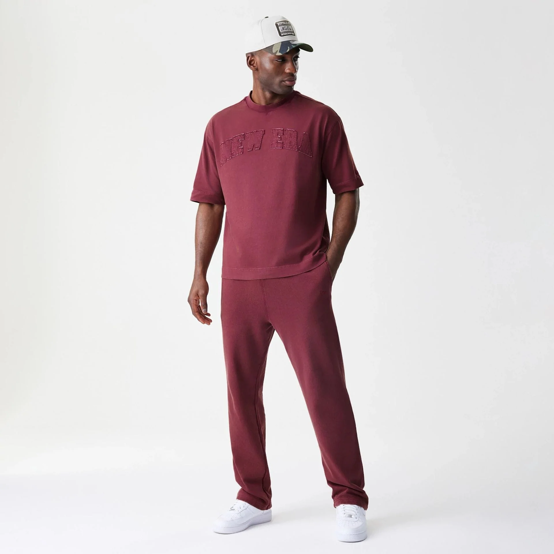 New Era Washed Dark Red Straight Leg Joggers - Image 8
