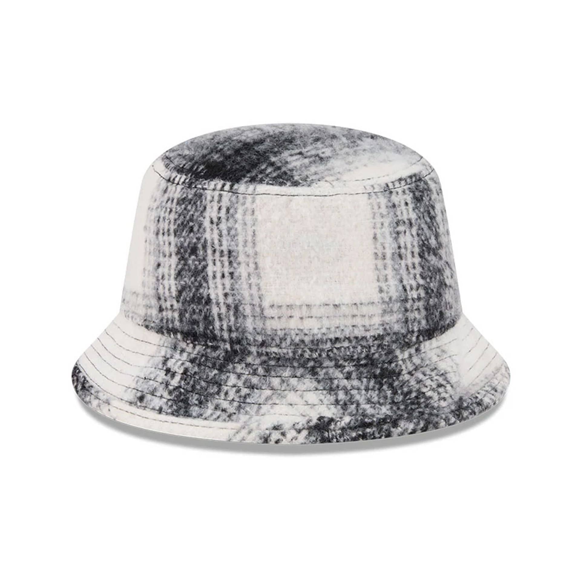 New Era White & Black Plaid Bucket Hat - Image 3