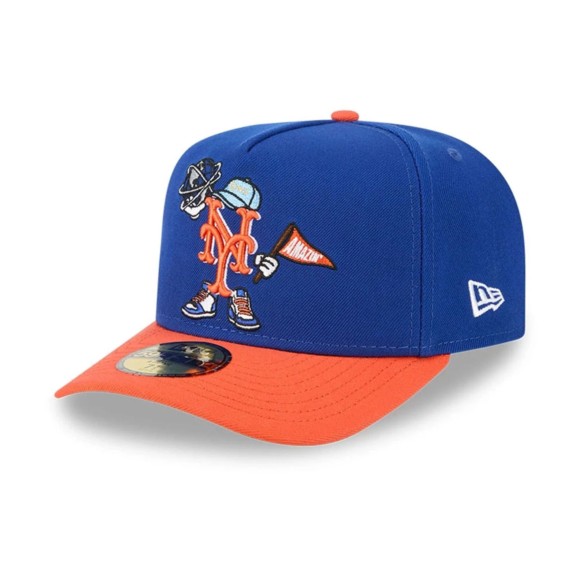 New York Mets MLB Cartoon Blue 59FIFTY A-Frame Fitted Cap - Image 4
