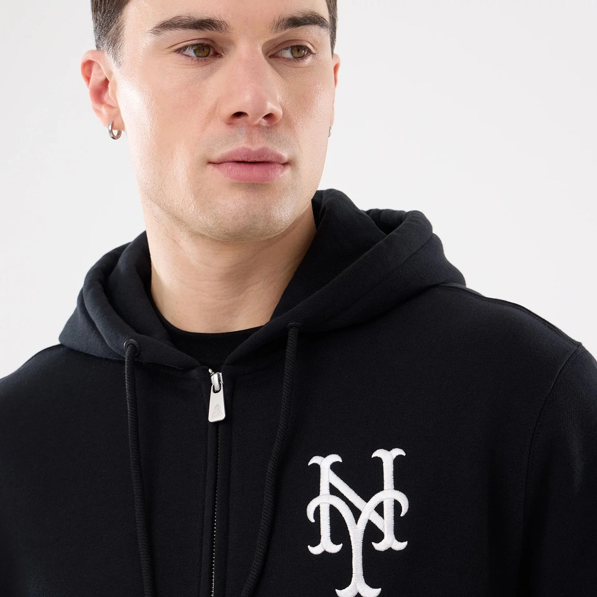 New York Mets MLB Comfort Black 2 Way Full Zip Hoodie - Image 3