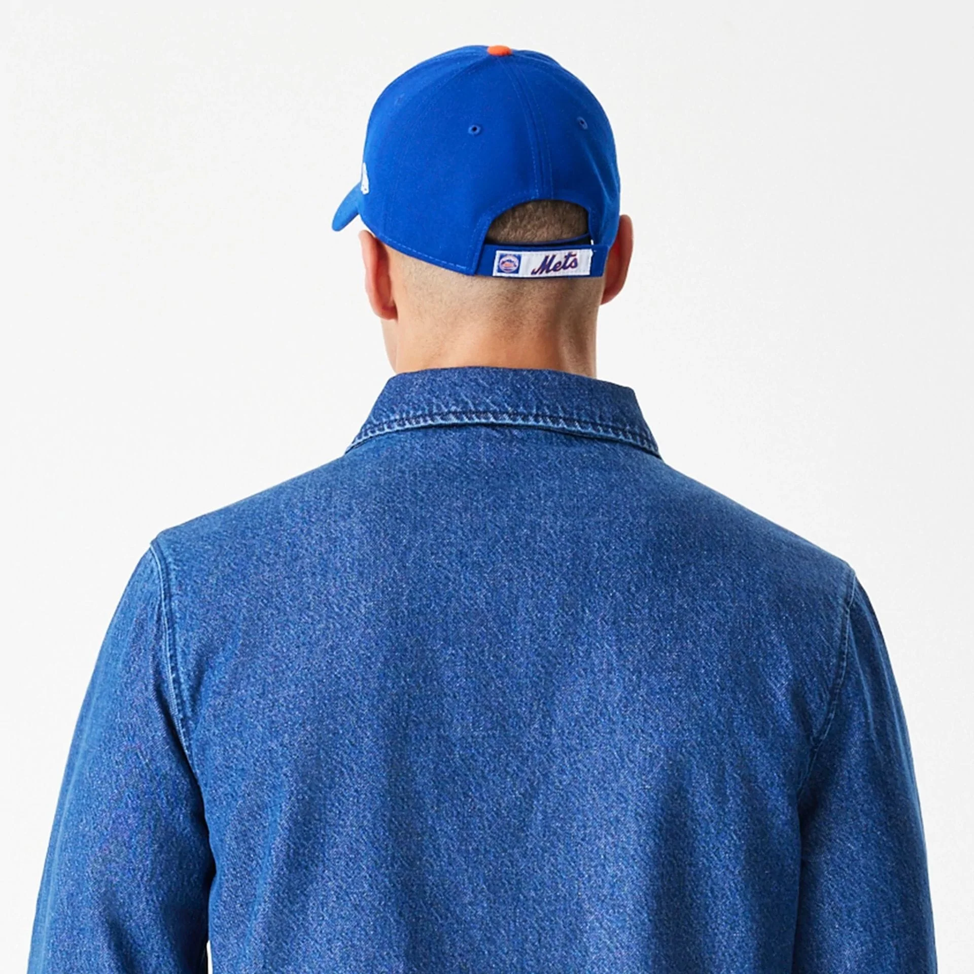 New York Mets MLB Denim Dark Blue Coaches Jacket - Image 8