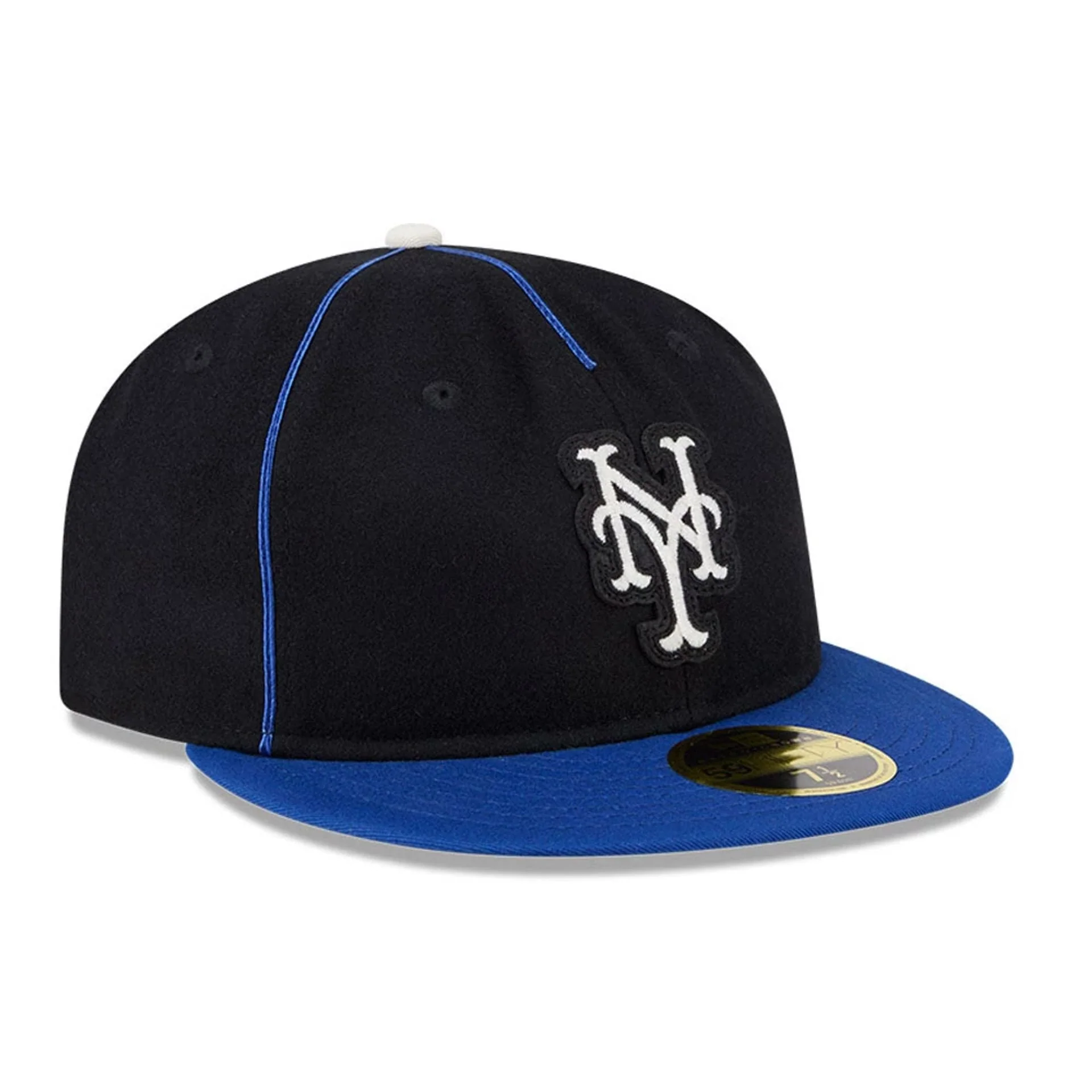 New York Mets MLB Felt Logo Blue Retro Crown 59FIFTY Fitted Cap - Image 4