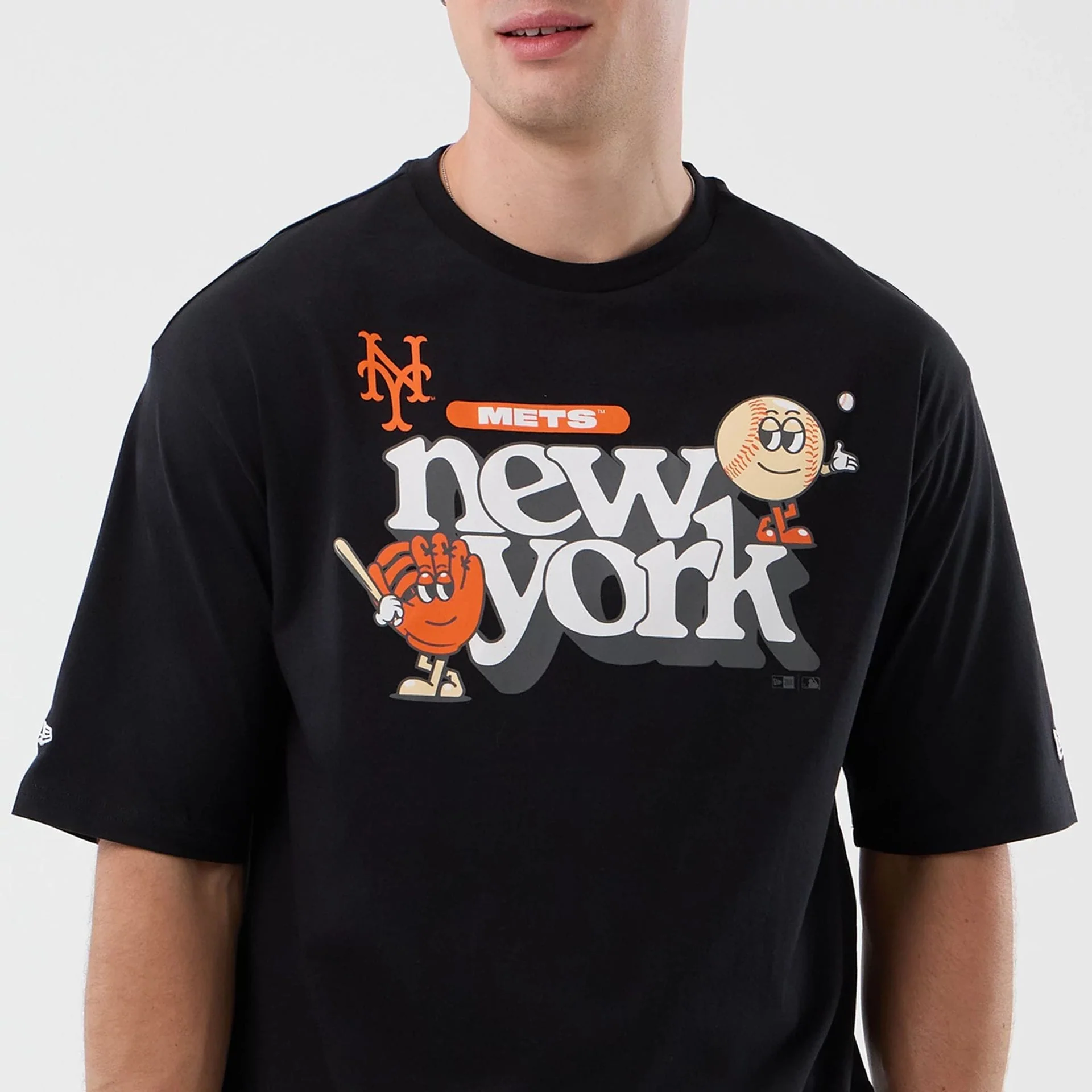 New York Mets MLB Icon Graphic Black T-Shirt - Image 3