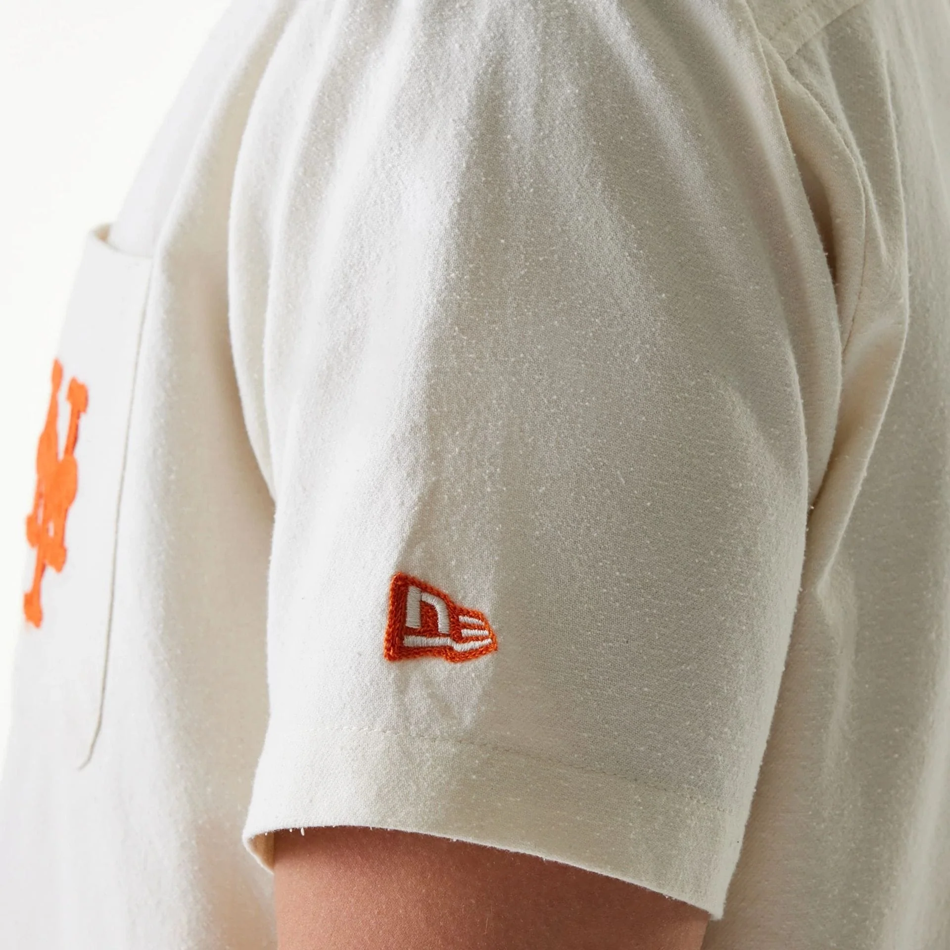New York Mets MLB Piping Open Cream Short Sleeve Shirt - Image 4