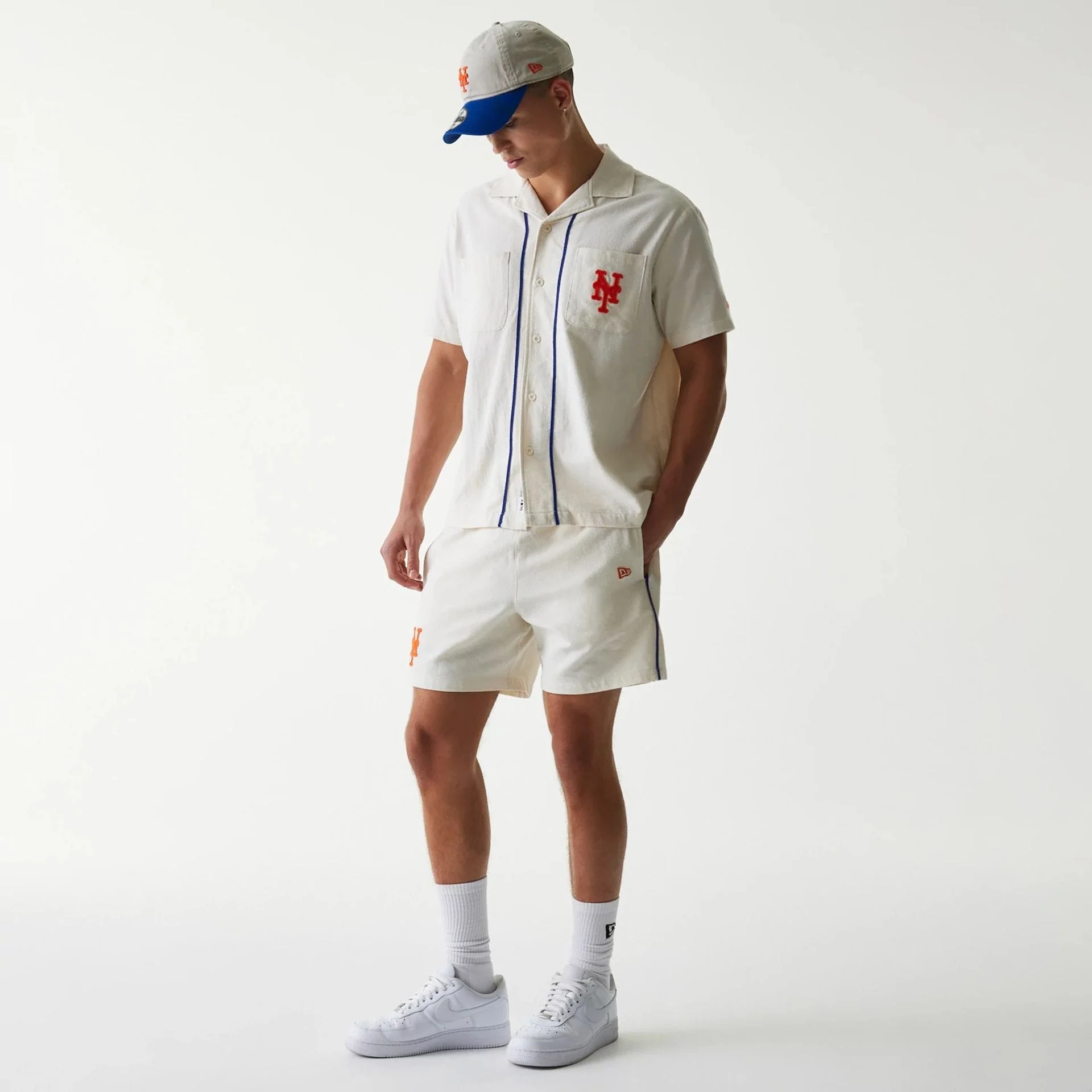 New York Mets MLB Piping Open Cream Shorts - Image 7