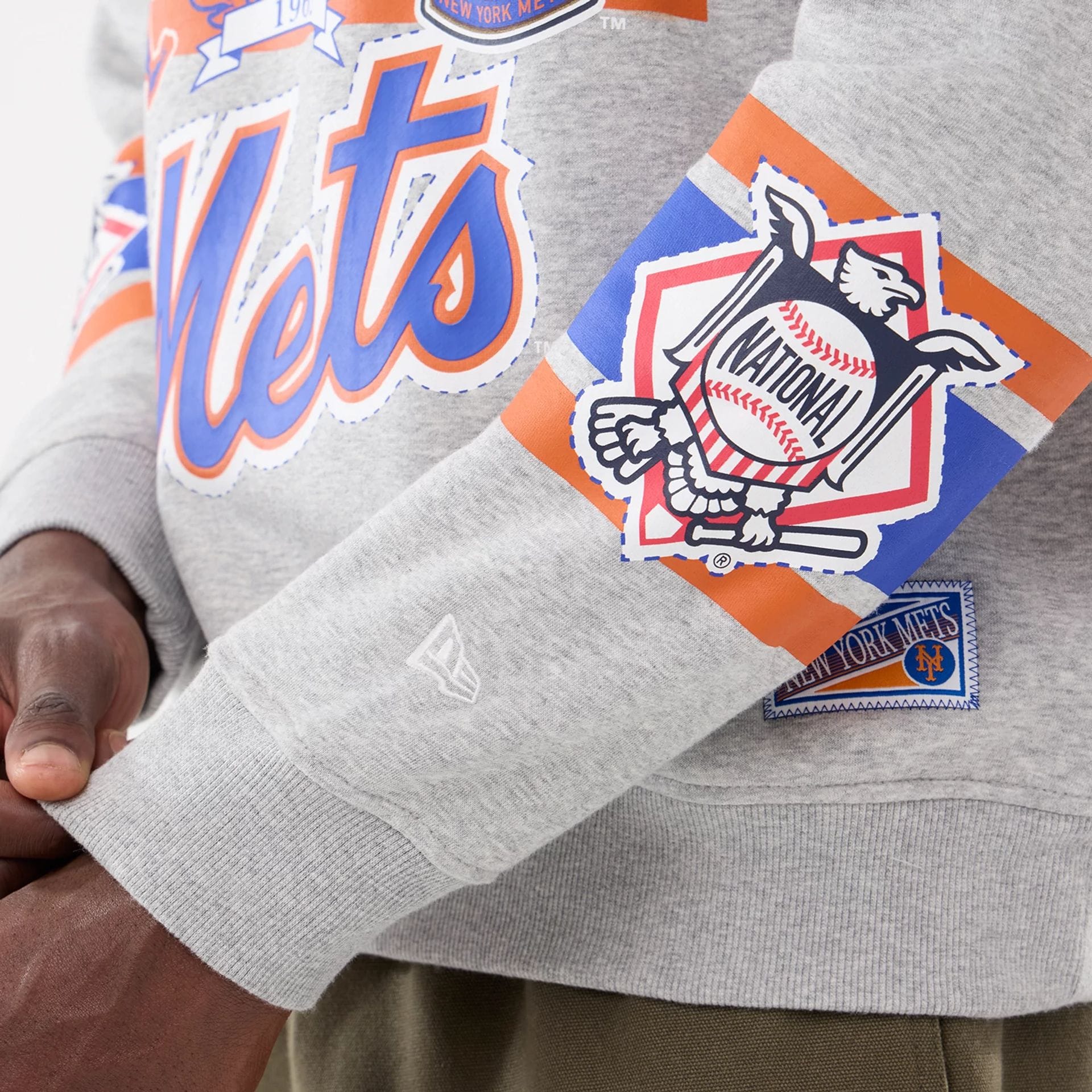 New York Mets MLB Sport Classic Grey Crew Neck Sweater - Image 3