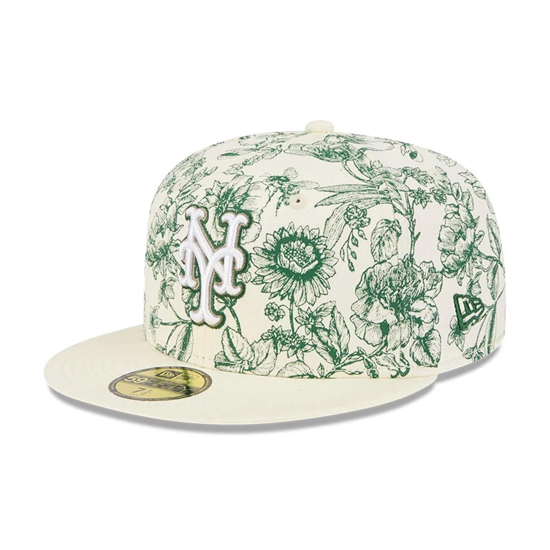New York Mets MLB Spring Floral White 59FIFTY Fitted Cap - Image 3