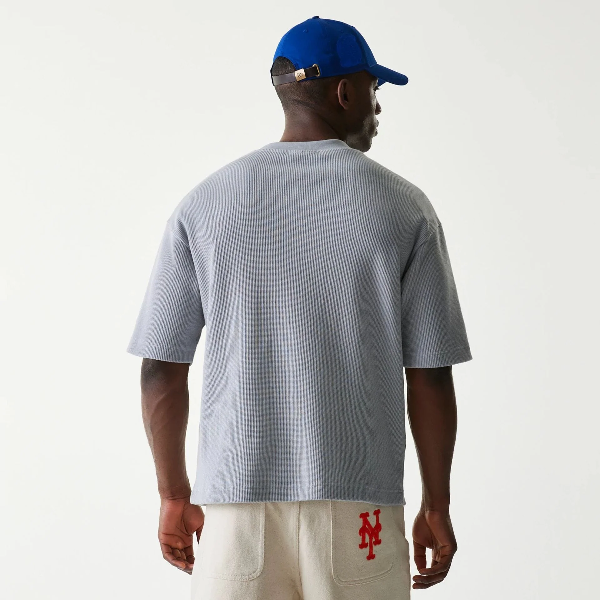 New York Mets MLB Waffle Grey Oversized T-Shirt - Image 2