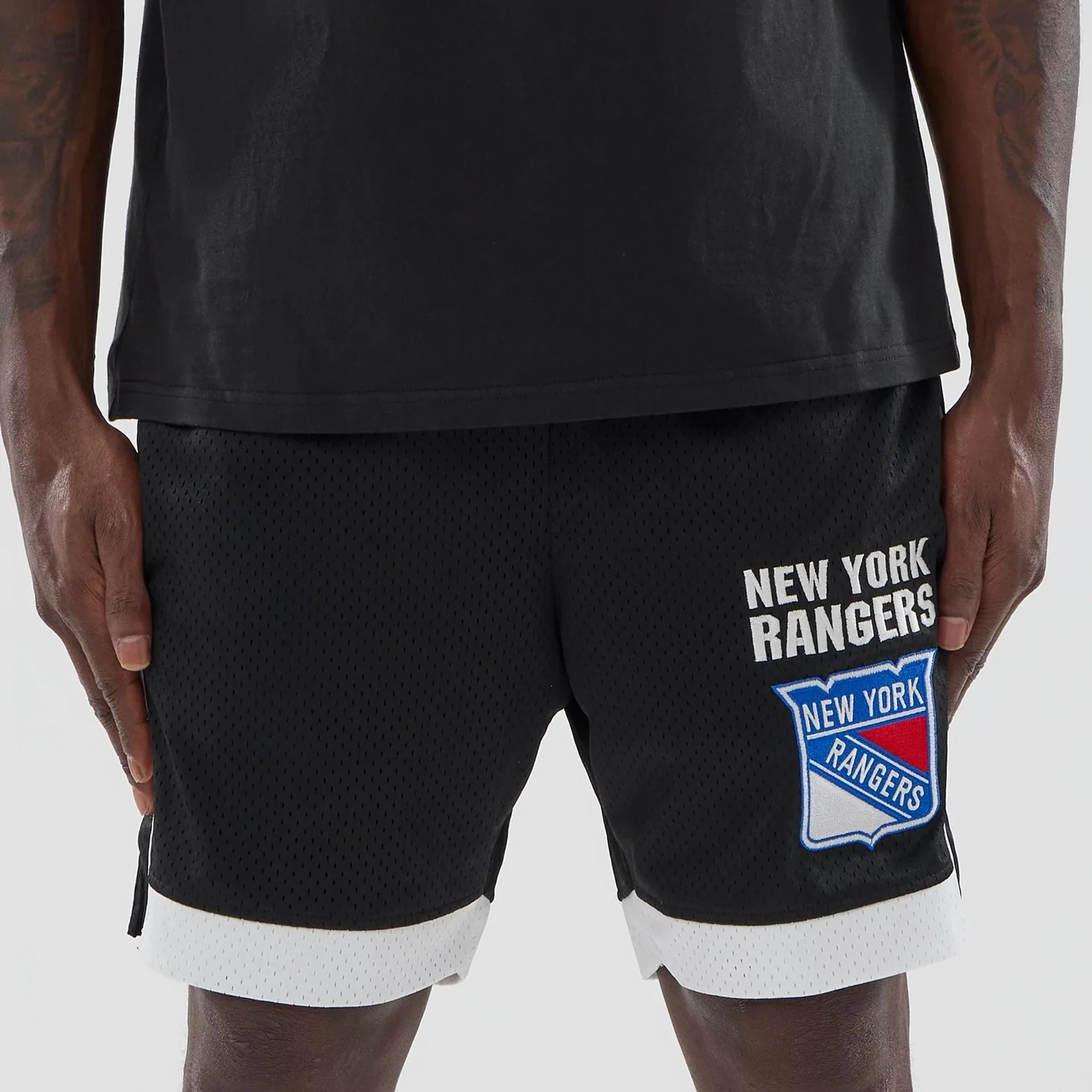 New York Rangers NHL Black Mesh Shorts - Image 2