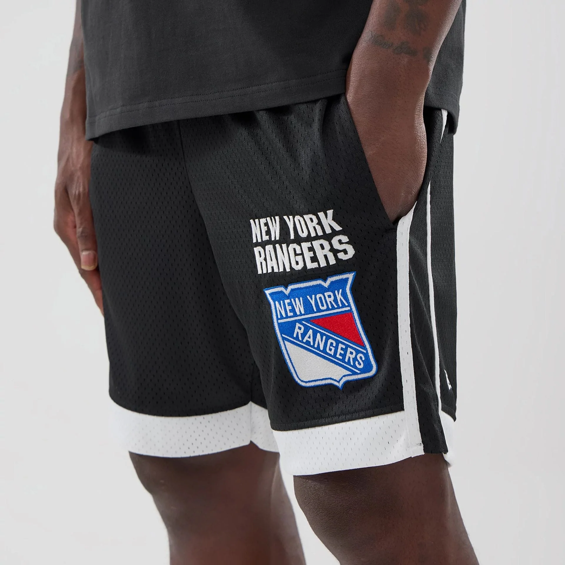 New York Rangers NHL Black Mesh Shorts - Image 3