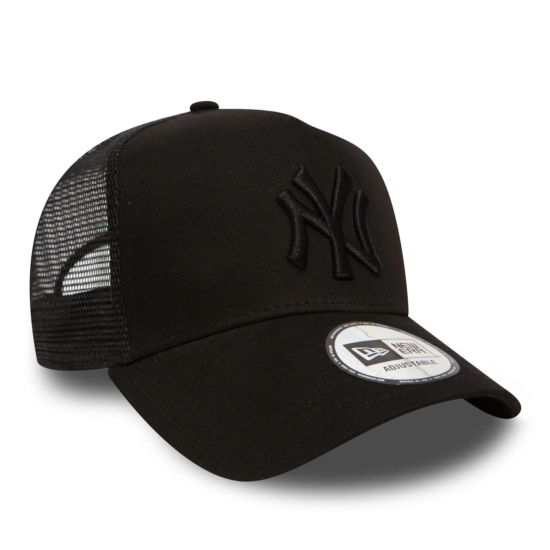 New York Yankees Clean Black On Black A-Frame Trucker Cap - Image 3