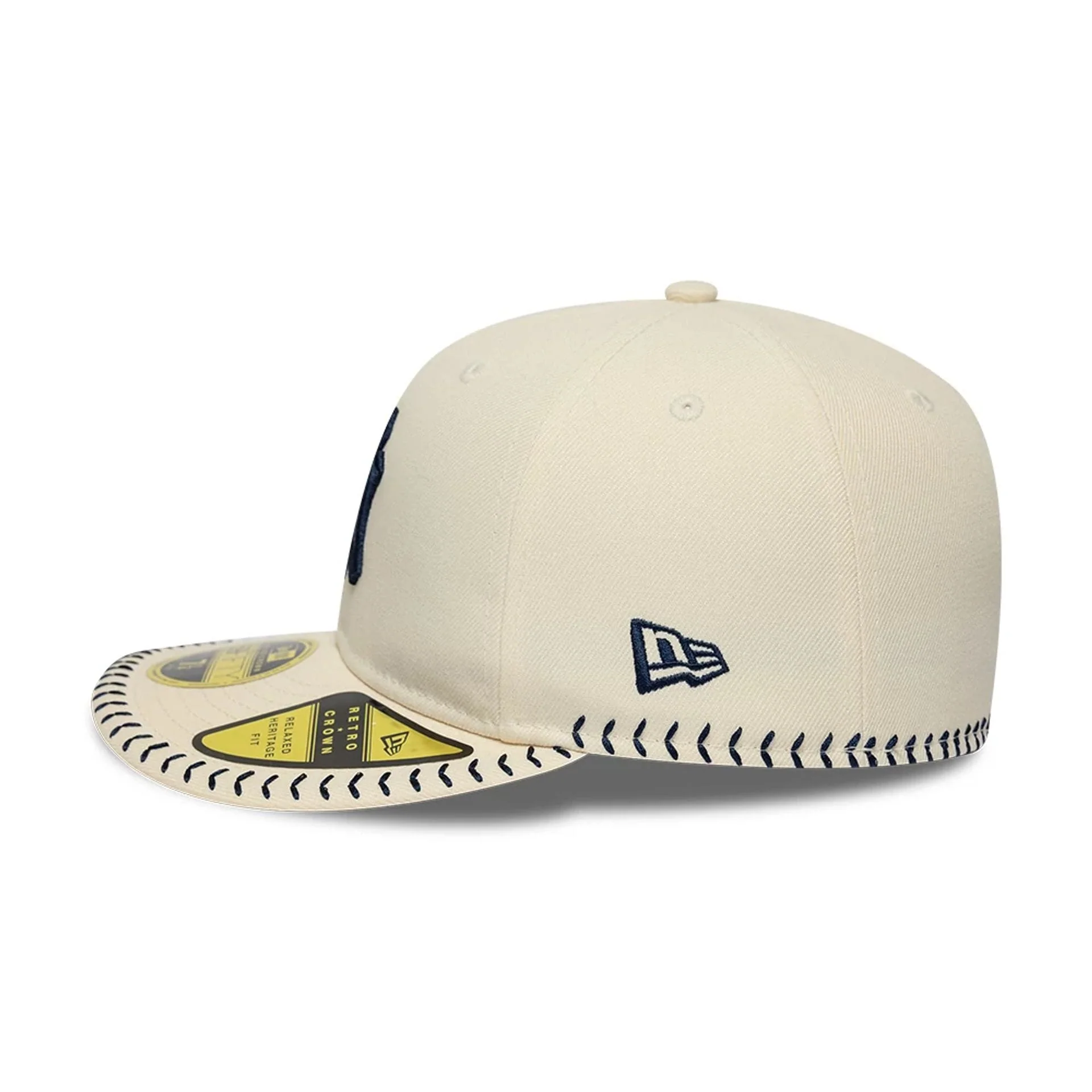 New York Yankees MLB Baseball Stitch Cream Retro Crown 59FIFTY Fitted Cap - Image 5