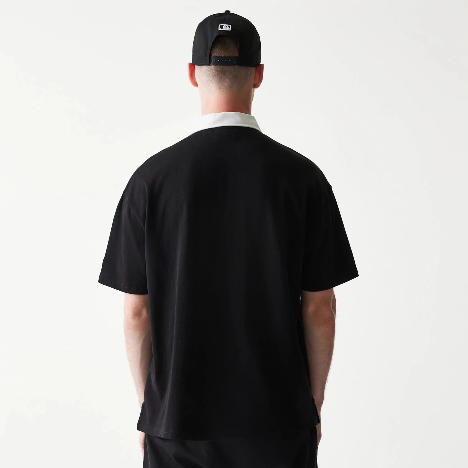 New York Yankees MLB Black Oversized Polo T-Shirt - Image 2