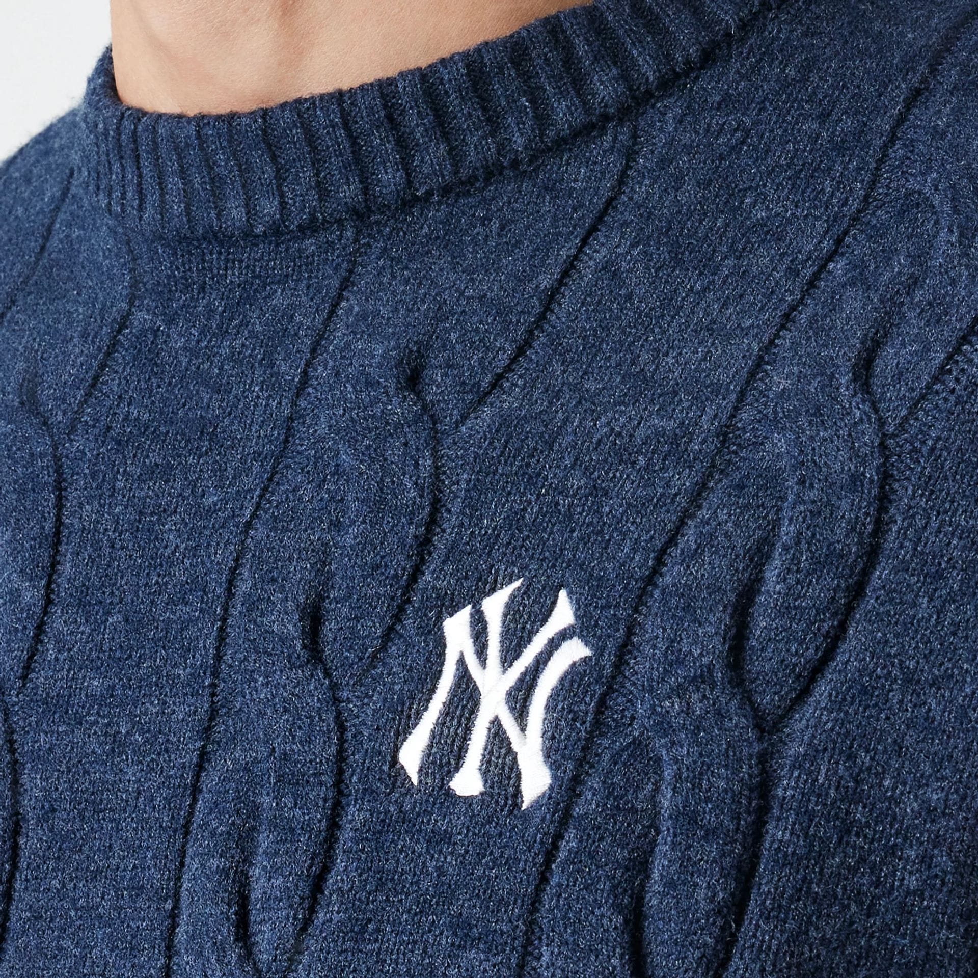 New York Yankees MLB Cable Knit Navy Knitted Sweater - Image 6