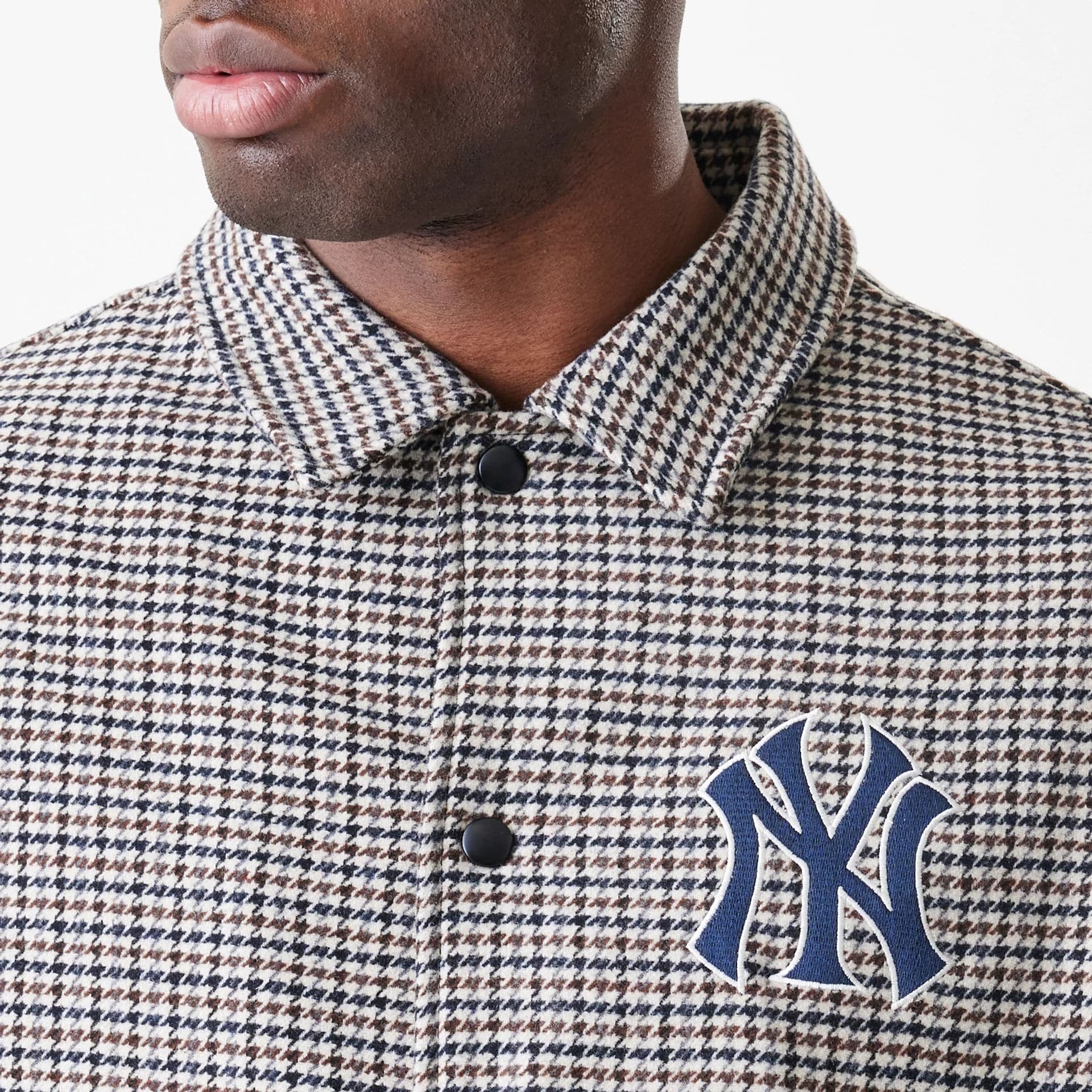 New York Yankees MLB Check Brown Jacket - Image 5