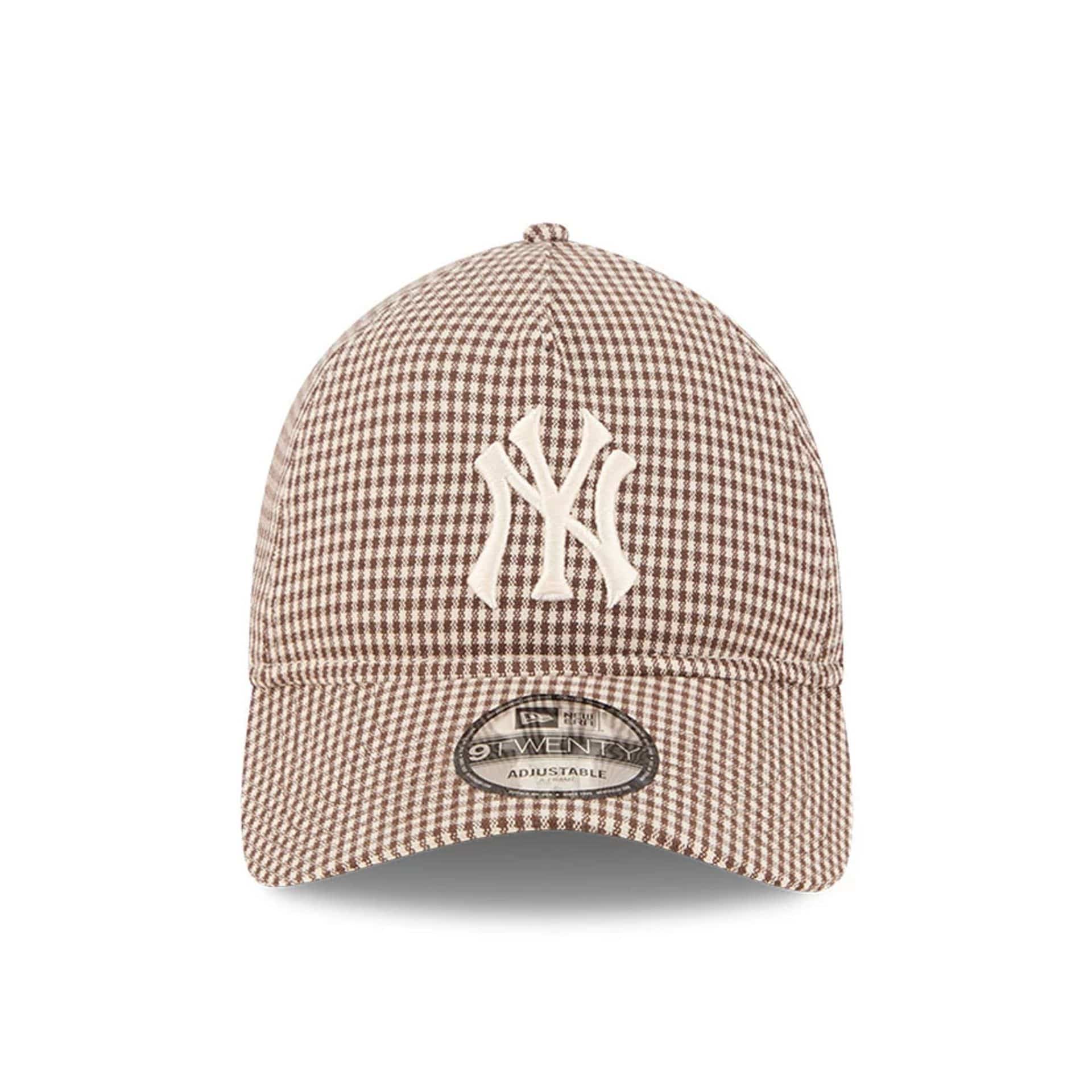 New York Yankees MLB Check Open Brown 9TWENTY A-Frame Adjustable Cap - Image 3