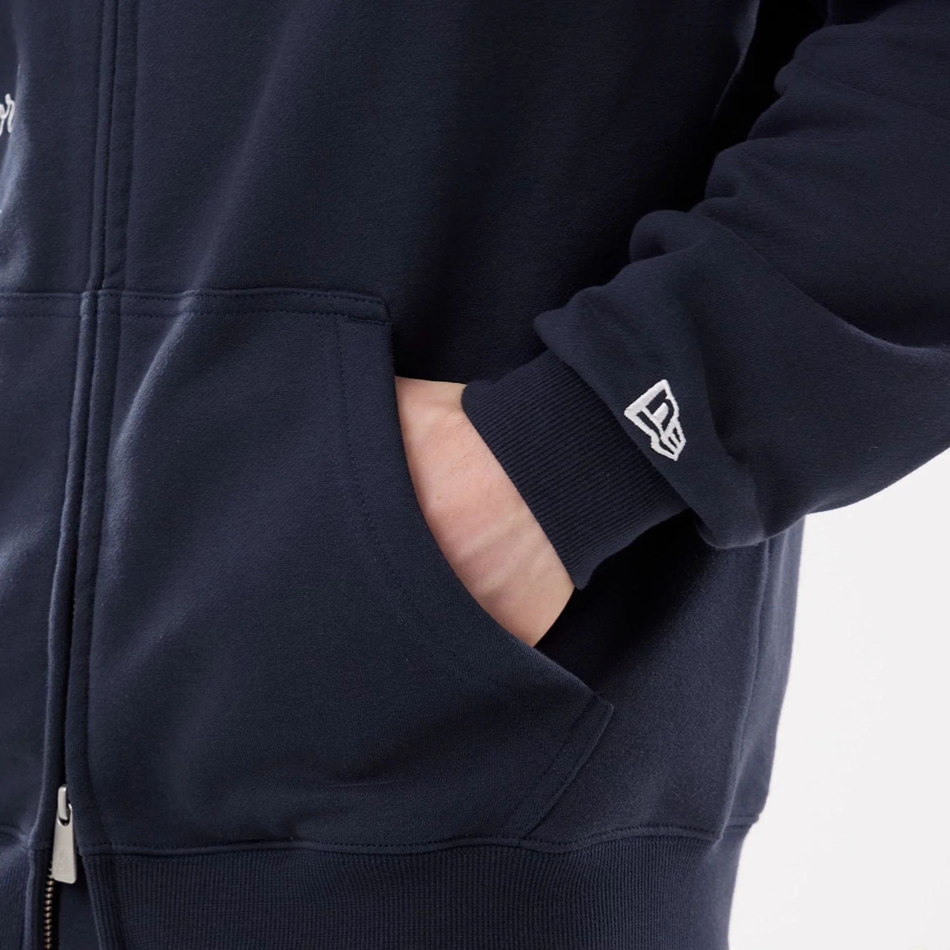 New York Yankees MLB Comfort Navy 2 Way Full Zip Hoodie - Image 5