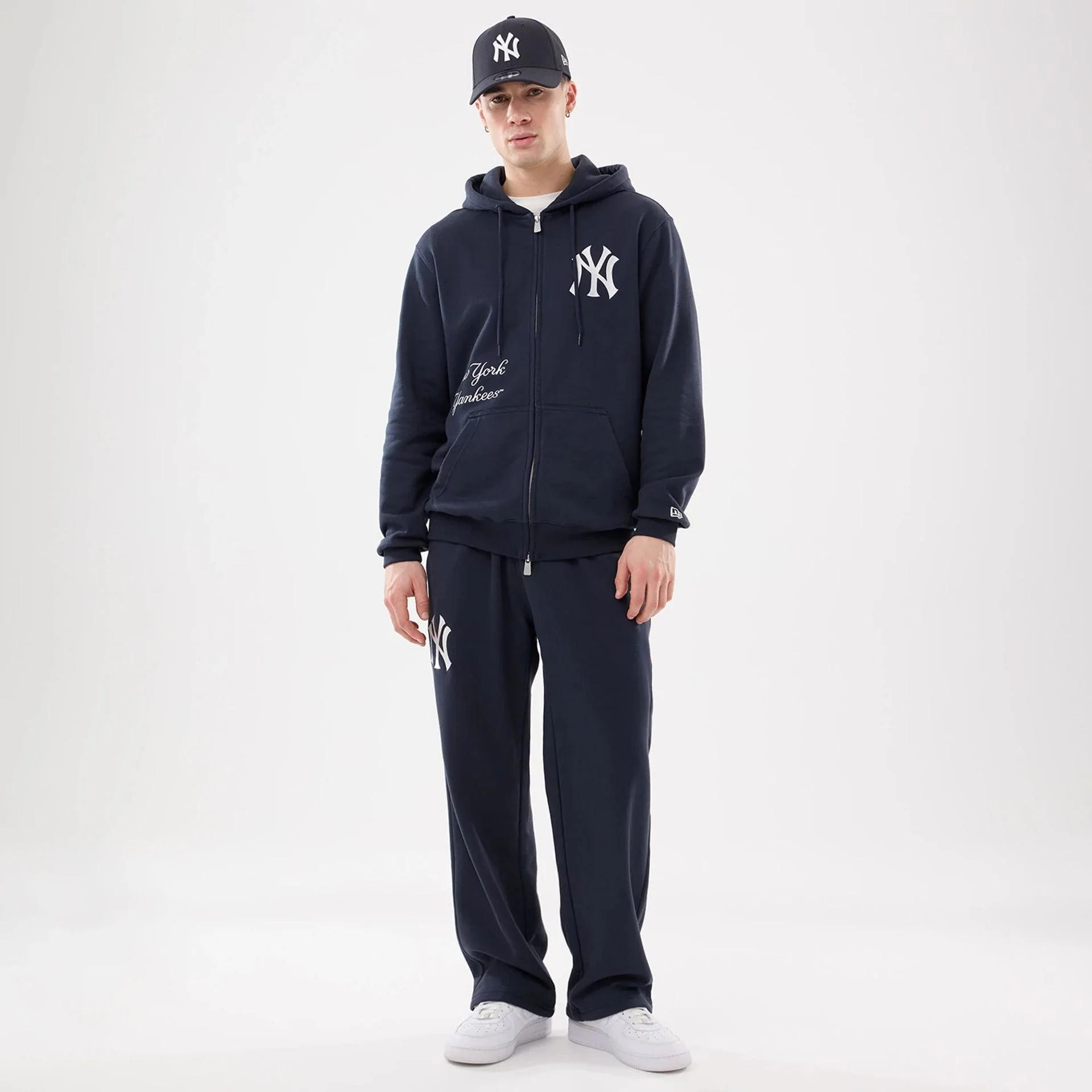 New York Yankees MLB Comfort Navy 2 Way Full Zip Hoodie - Image 8