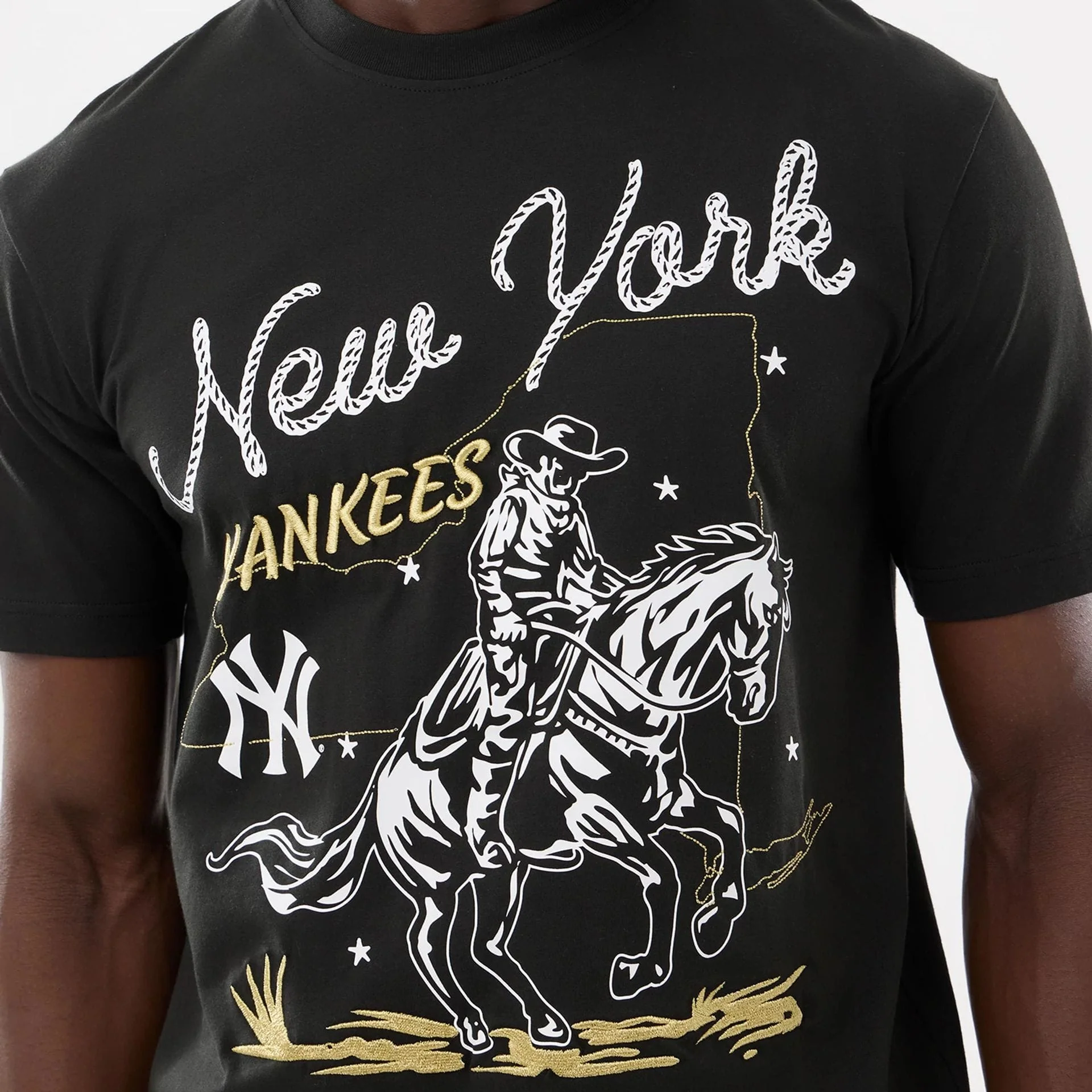 New York Yankees MLB Cowboy Graphic Black T-Shirt - Image 4