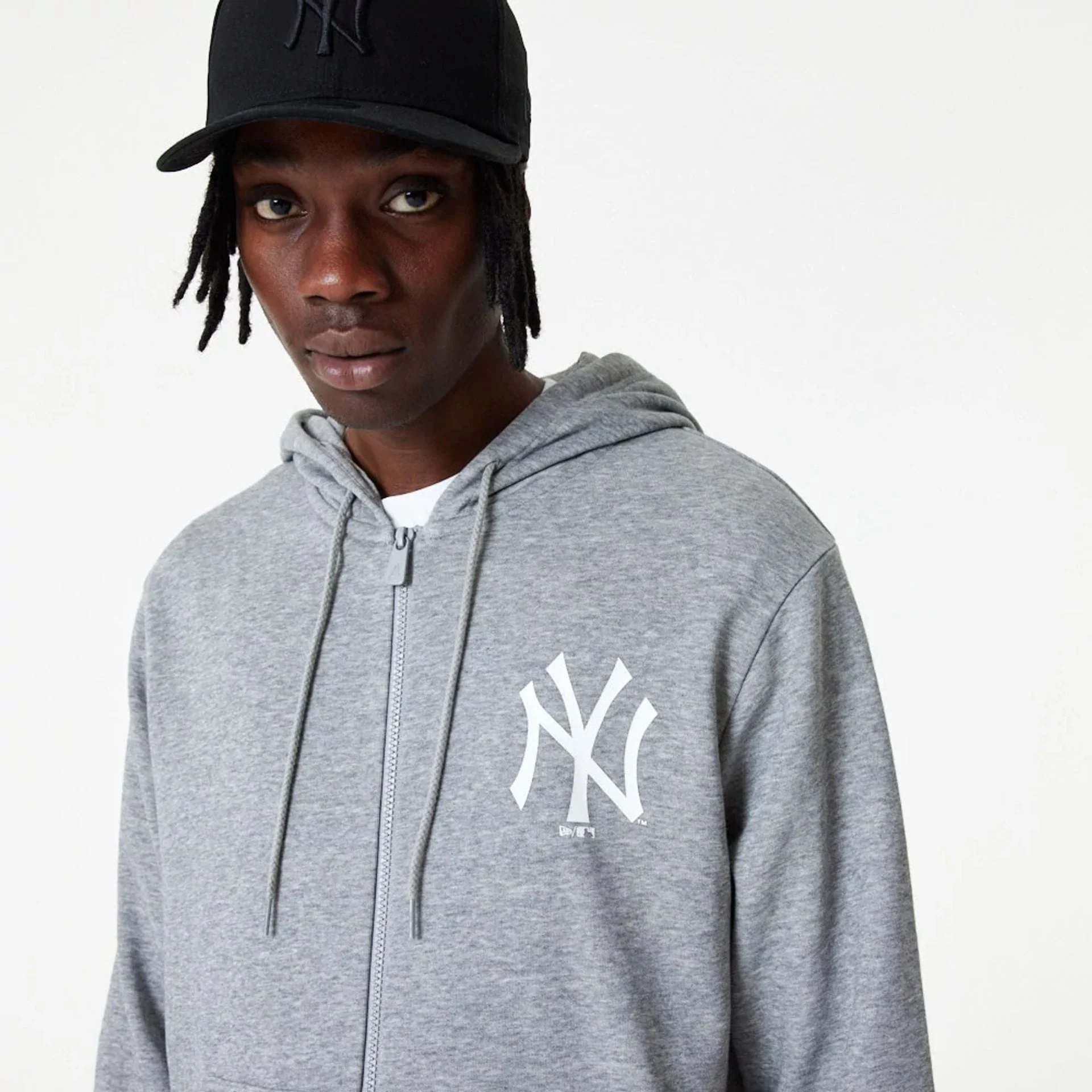 New York Yankees MLB Essential Grey Full Zip Hoodie - Image 6