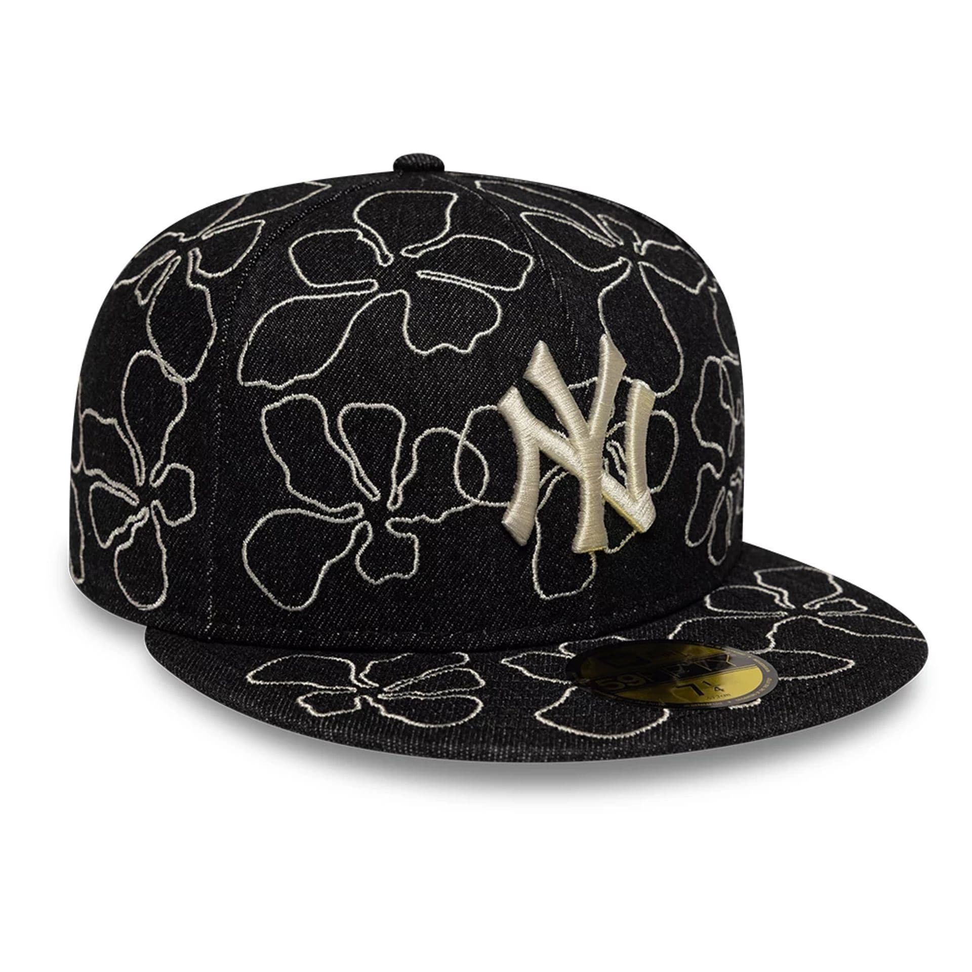New York Yankees MLB Floral Denim Black 59FIFTY Fitted Cap - Image 3