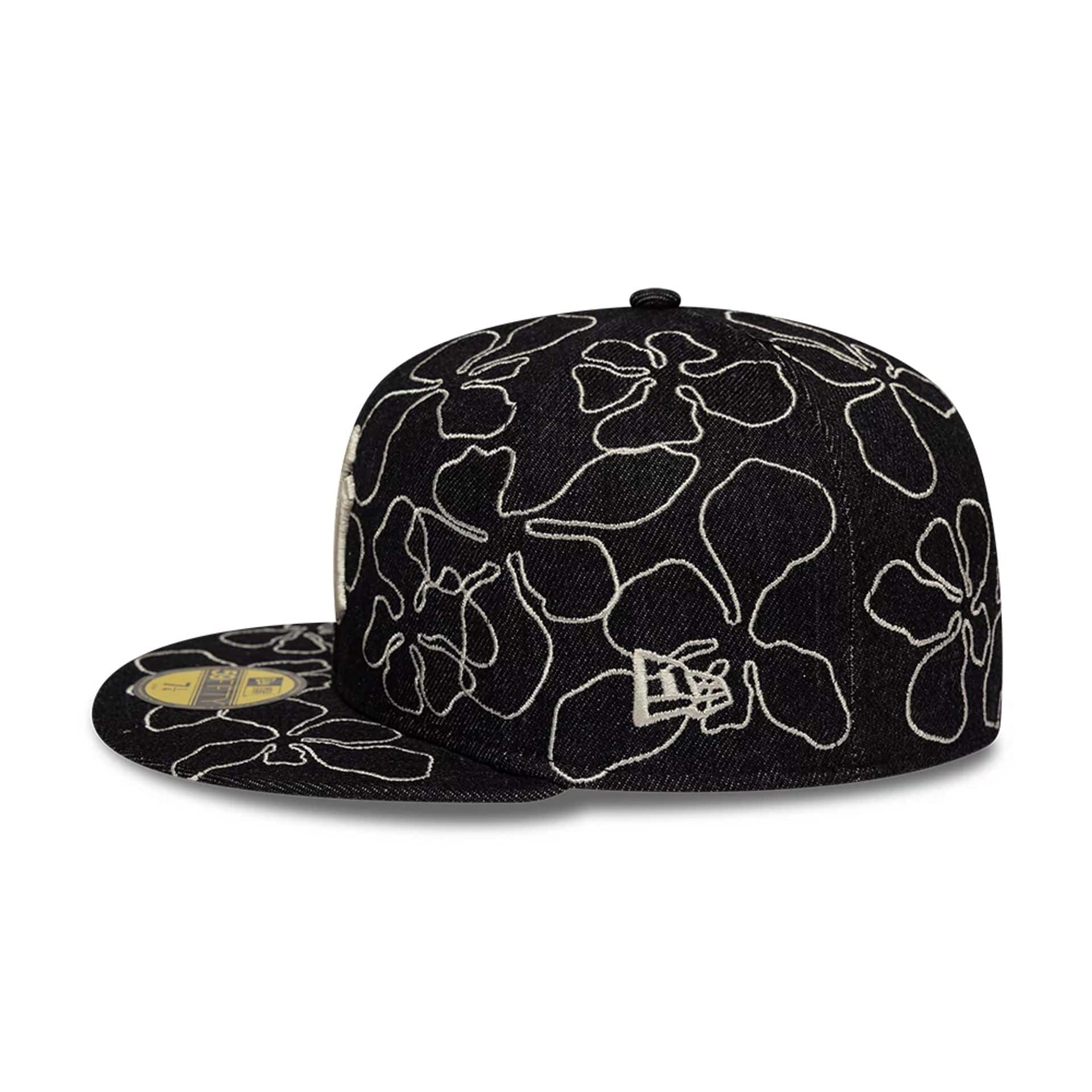 New York Yankees MLB Floral Denim Black 59FIFTY Fitted Cap - Image 6
