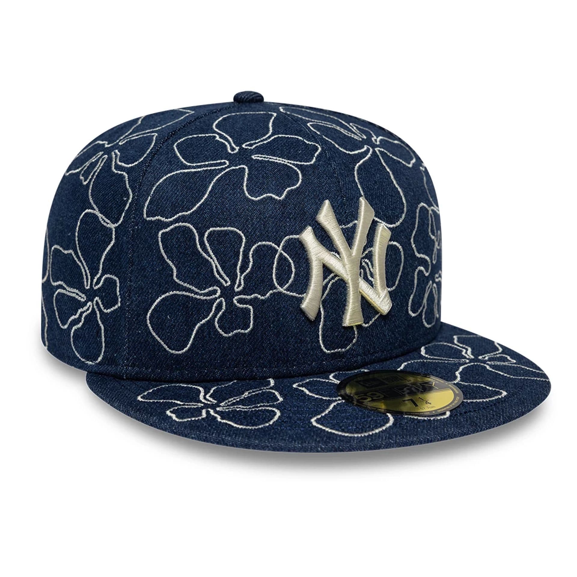 New York Yankees MLB Floral Denim Blue 59FIFTY Fitted Cap - Image 3