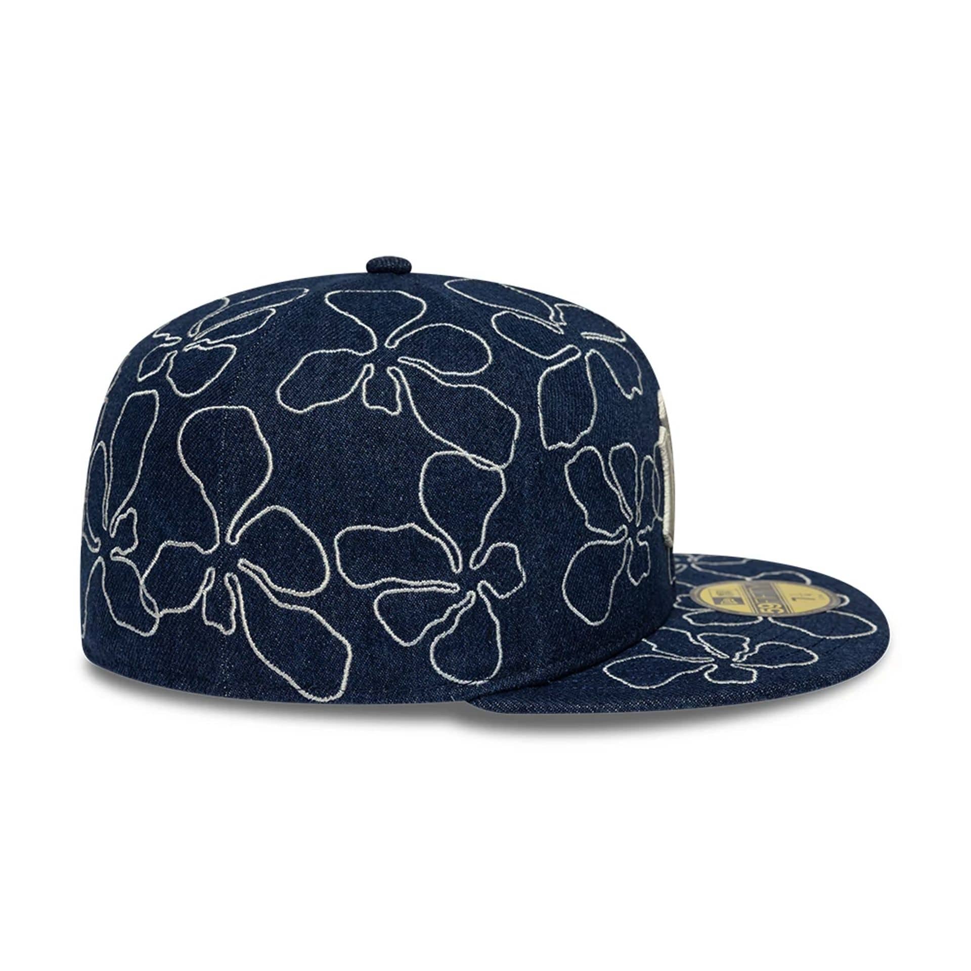 New York Yankees MLB Floral Denim Blue 59FIFTY Fitted Cap - Image 6