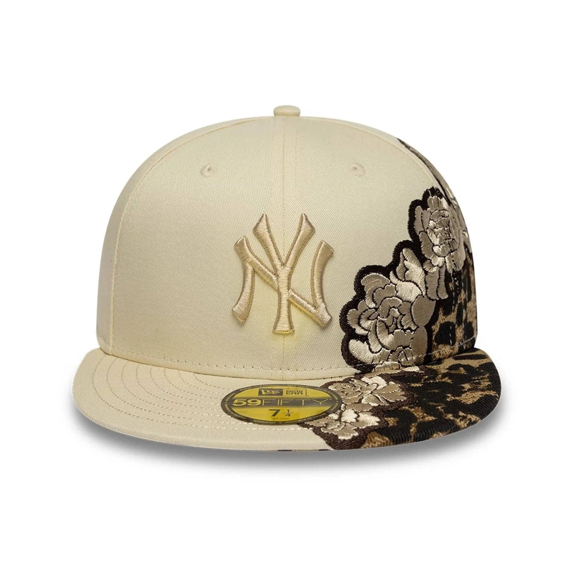 New York Yankees MLB Floral Leopard Light Beige 59FIFTY Fitted Cap - Image 3