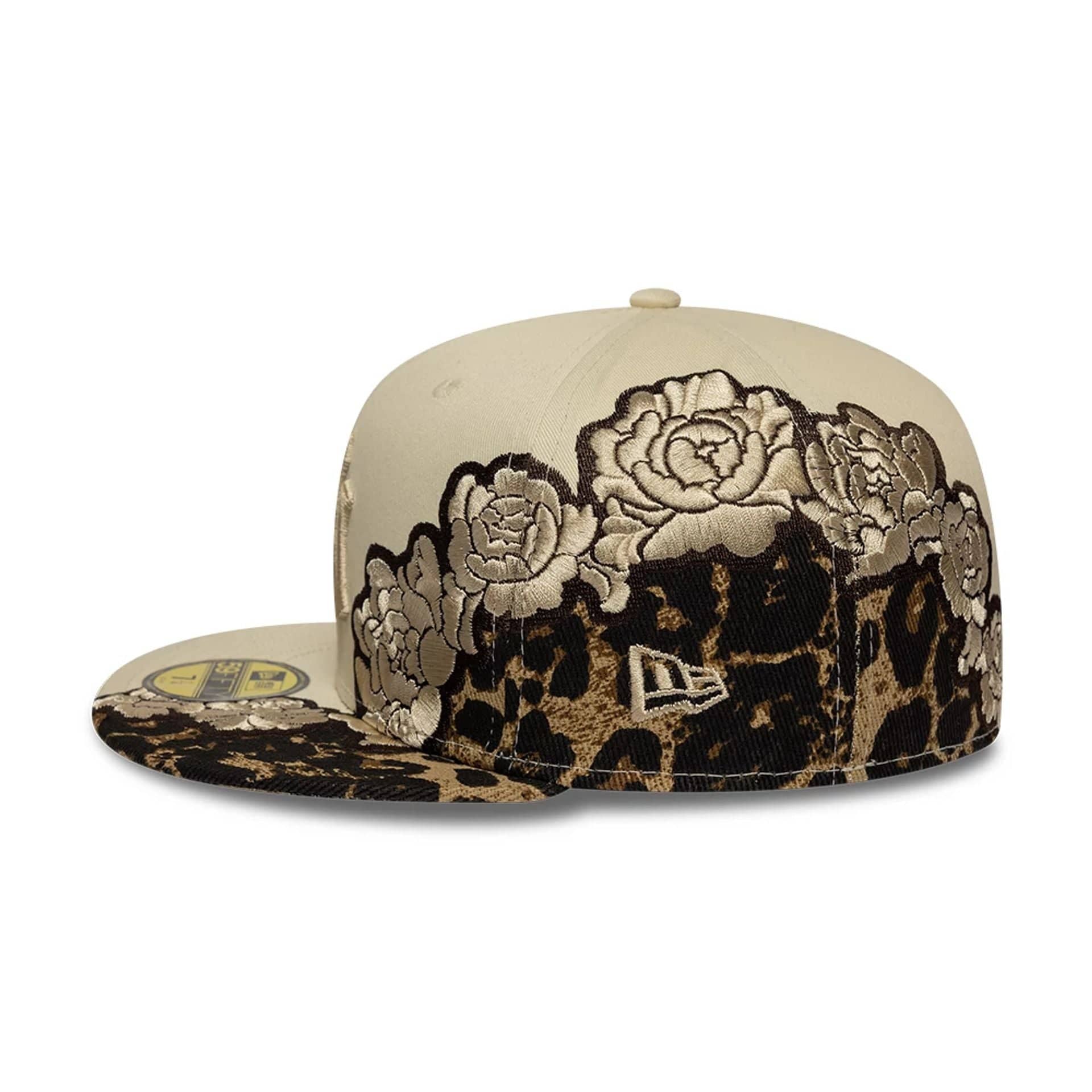 New York Yankees MLB Floral Leopard Light Beige 59FIFTY Fitted Cap - Image 5