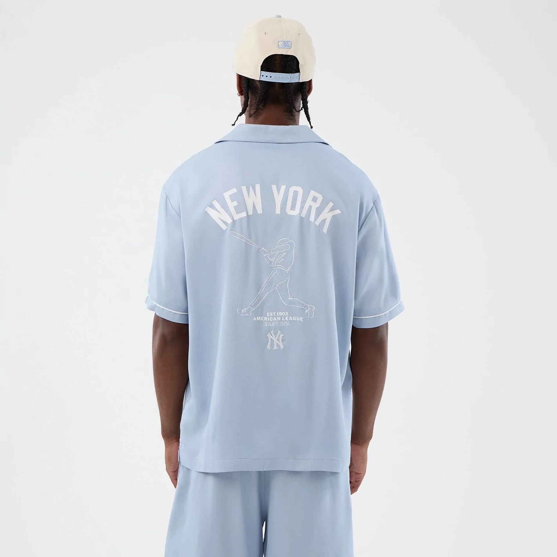 New York Yankees MLB Graphic Revere Pastel Blue Short Sleeve Shirt - Image 2