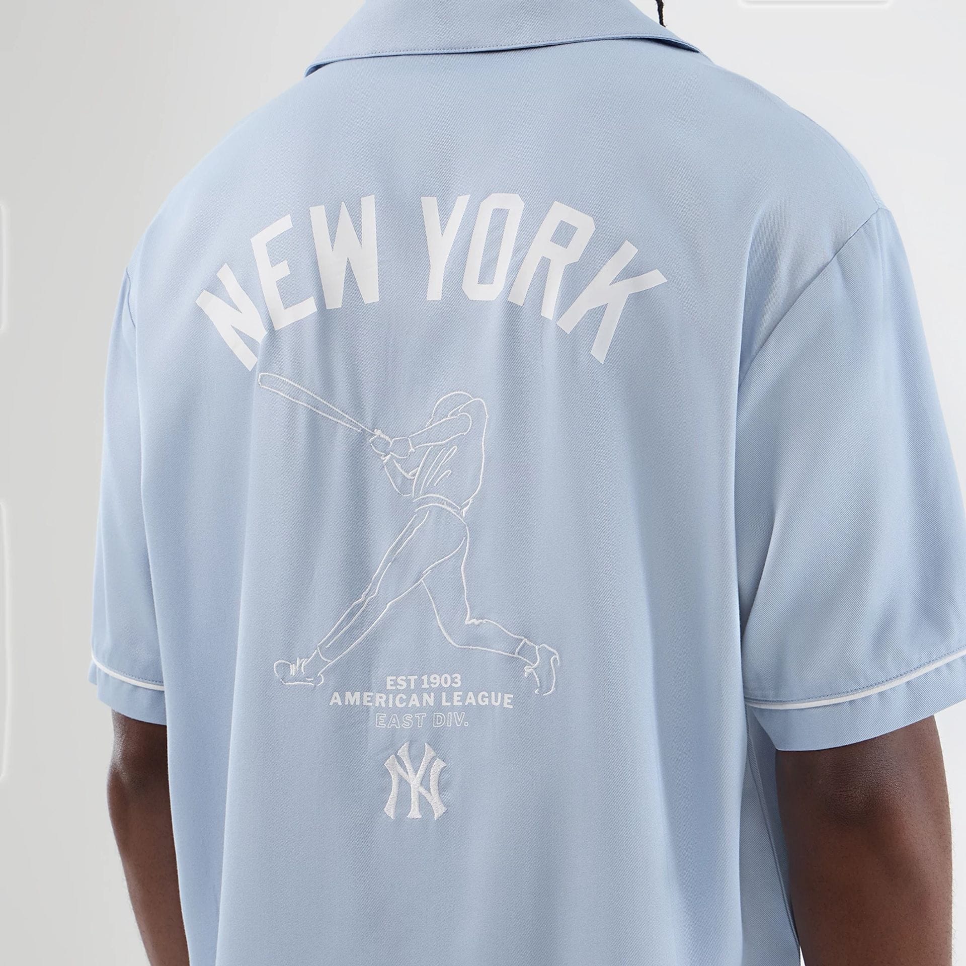New York Yankees MLB Graphic Revere Pastel Blue Short Sleeve Shirt - Image 4