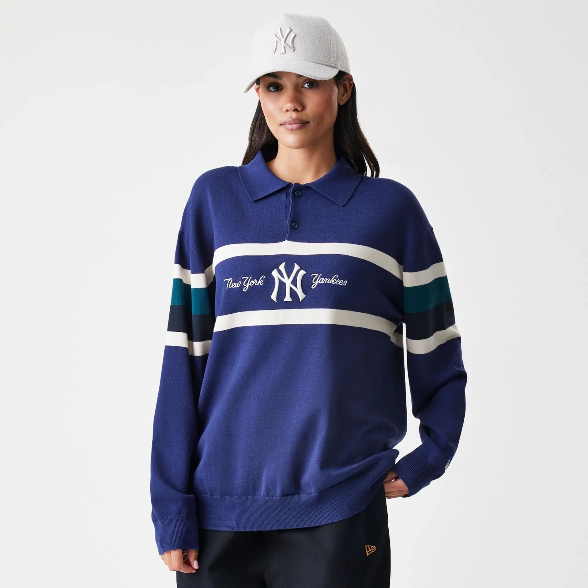 New York Yankees MLB Knit Navy Rugby Shirt - Image 4