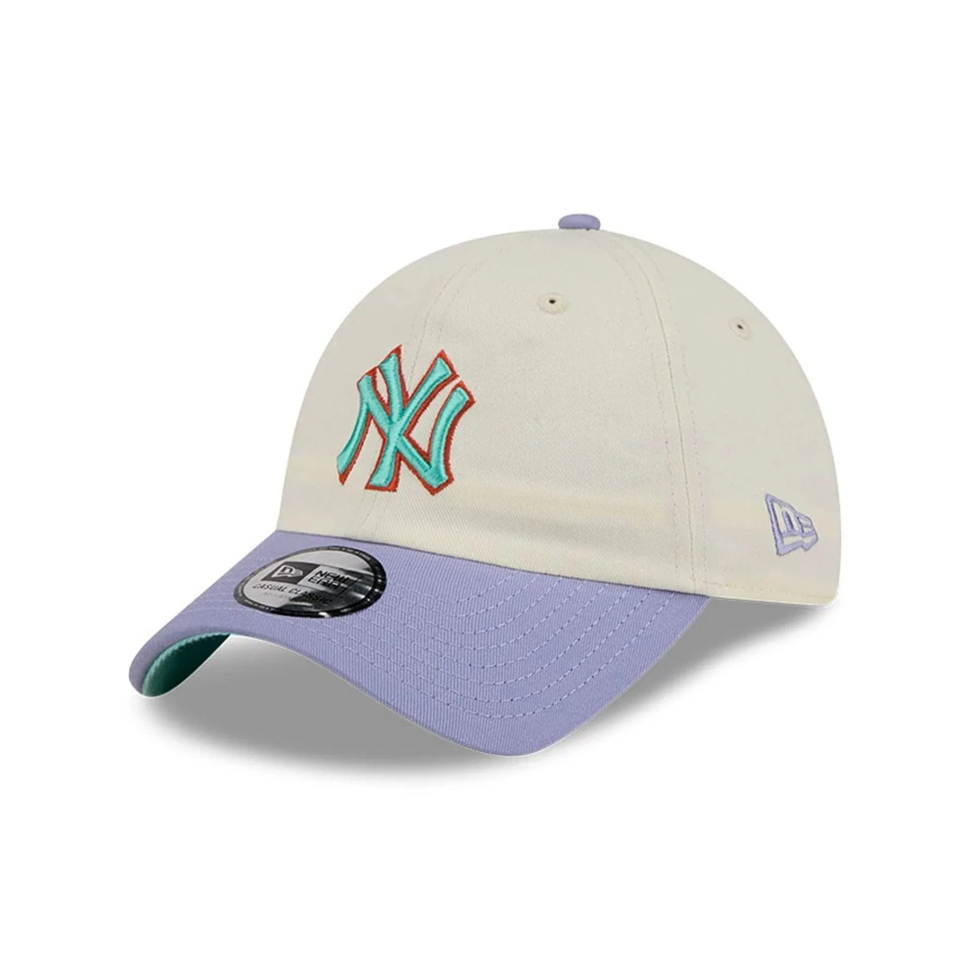 New York Yankees MLB Lavender Flowers White Casual Classic Adjustable Cap - Image 4