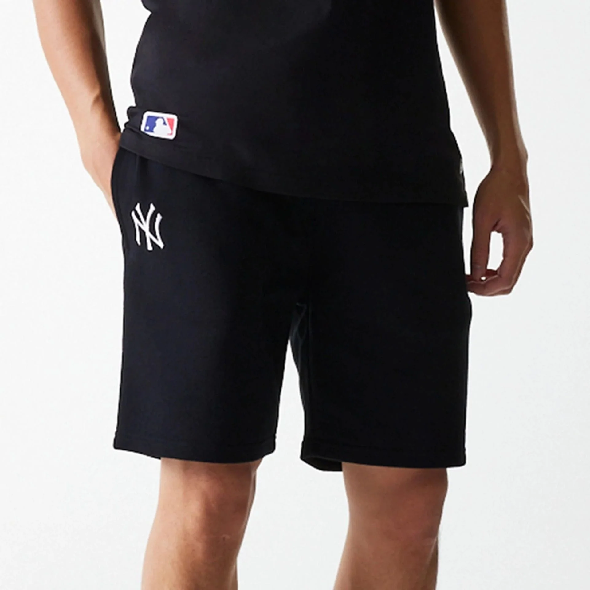 New York Yankees MLB League Essential French Terry Black Shorts - Image 3