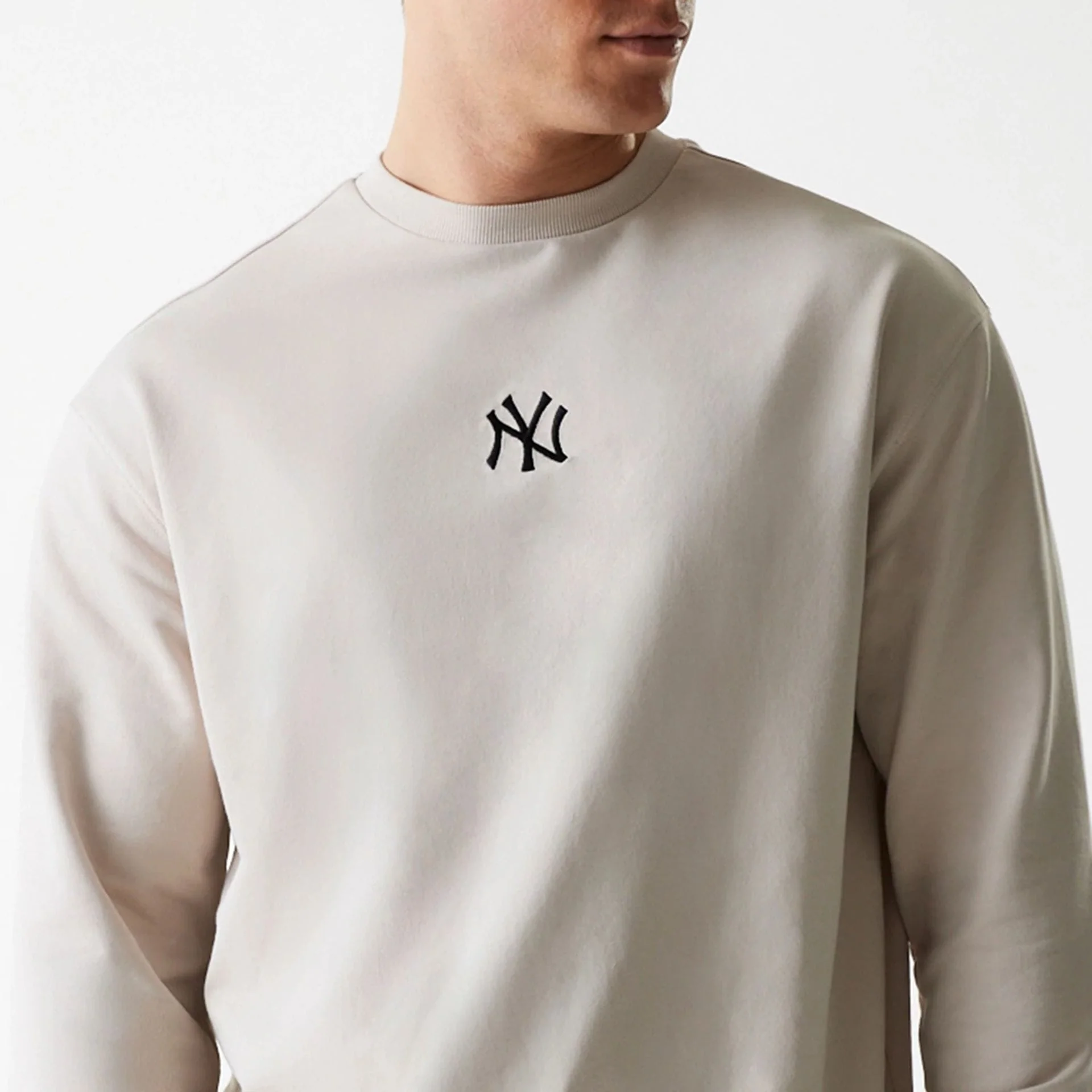 New York Yankees MLB League Essential French Terry Cream Crew Neck Sweater - Image 3