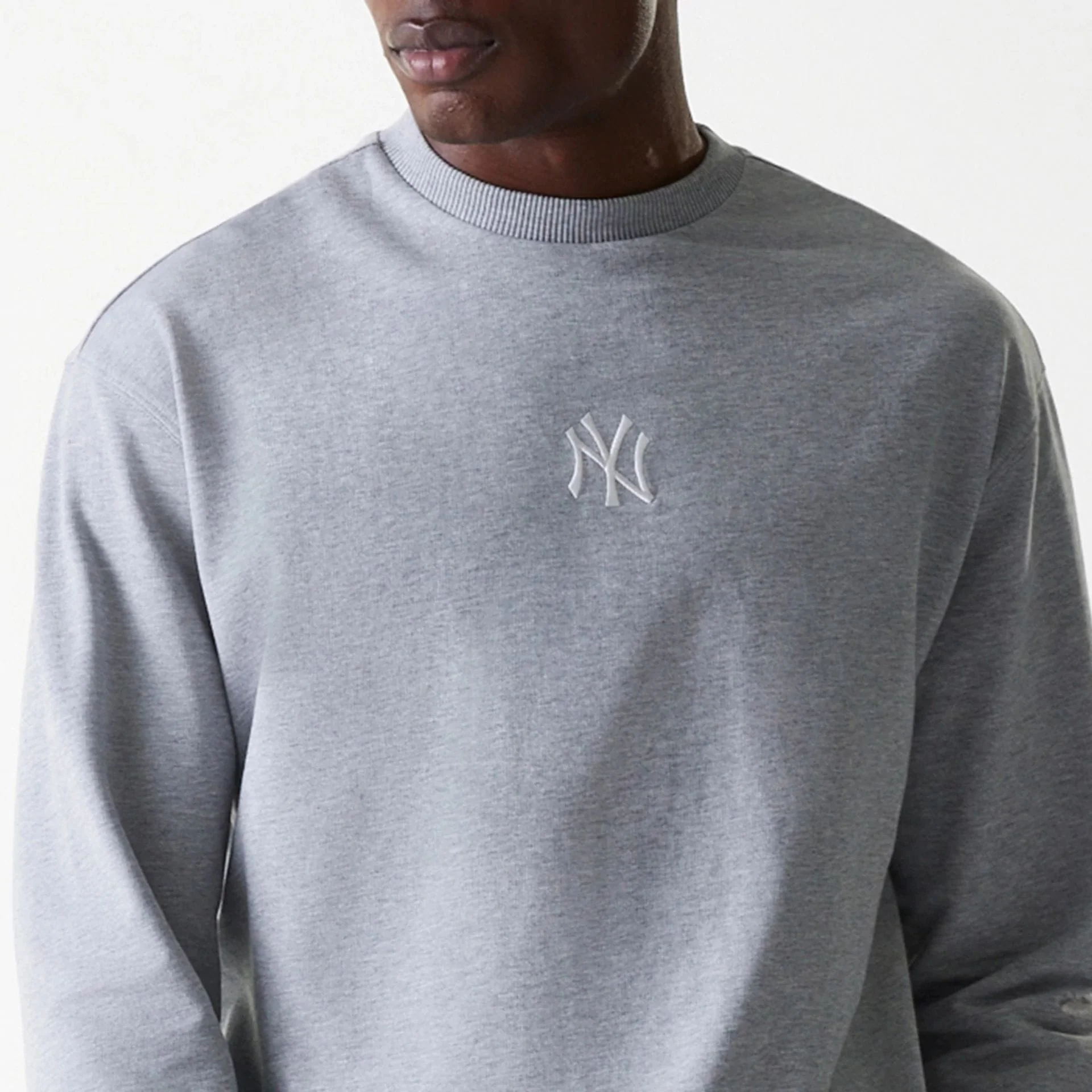 New York Yankees MLB League Essential French Terry Grey Crew Neck Sweater - Image 6