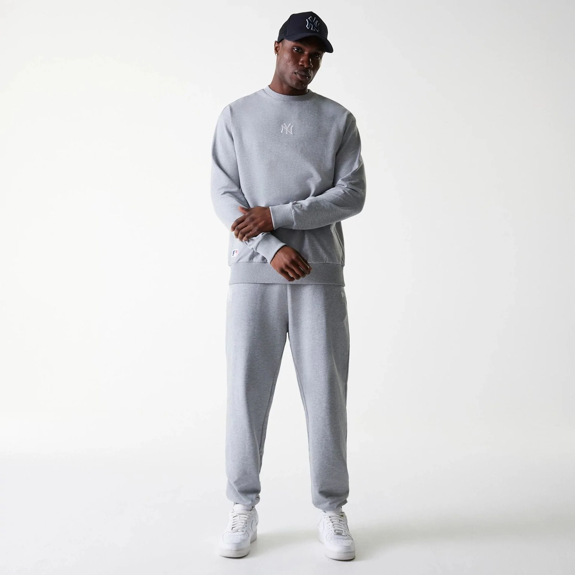New York Yankees MLB League Essential French Terry Grey Crew Neck Sweater - Image 8